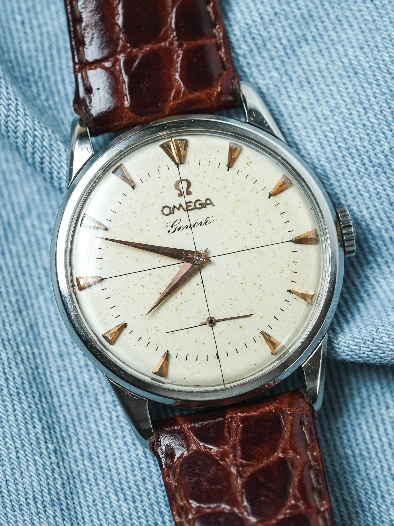 Omega - Genève 2748-3 Патинированная сталь Слоновая кость - 1954