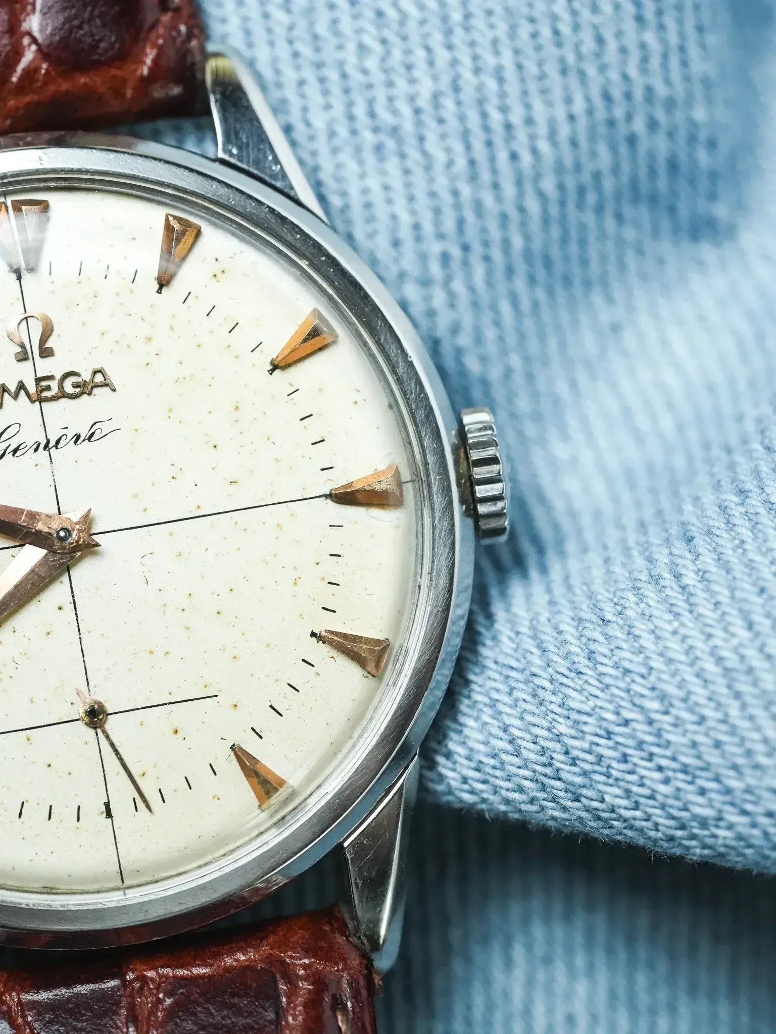 Omega - Genève 2748-3 Acier Patine Ivoire - 1954 - Atelier Victor