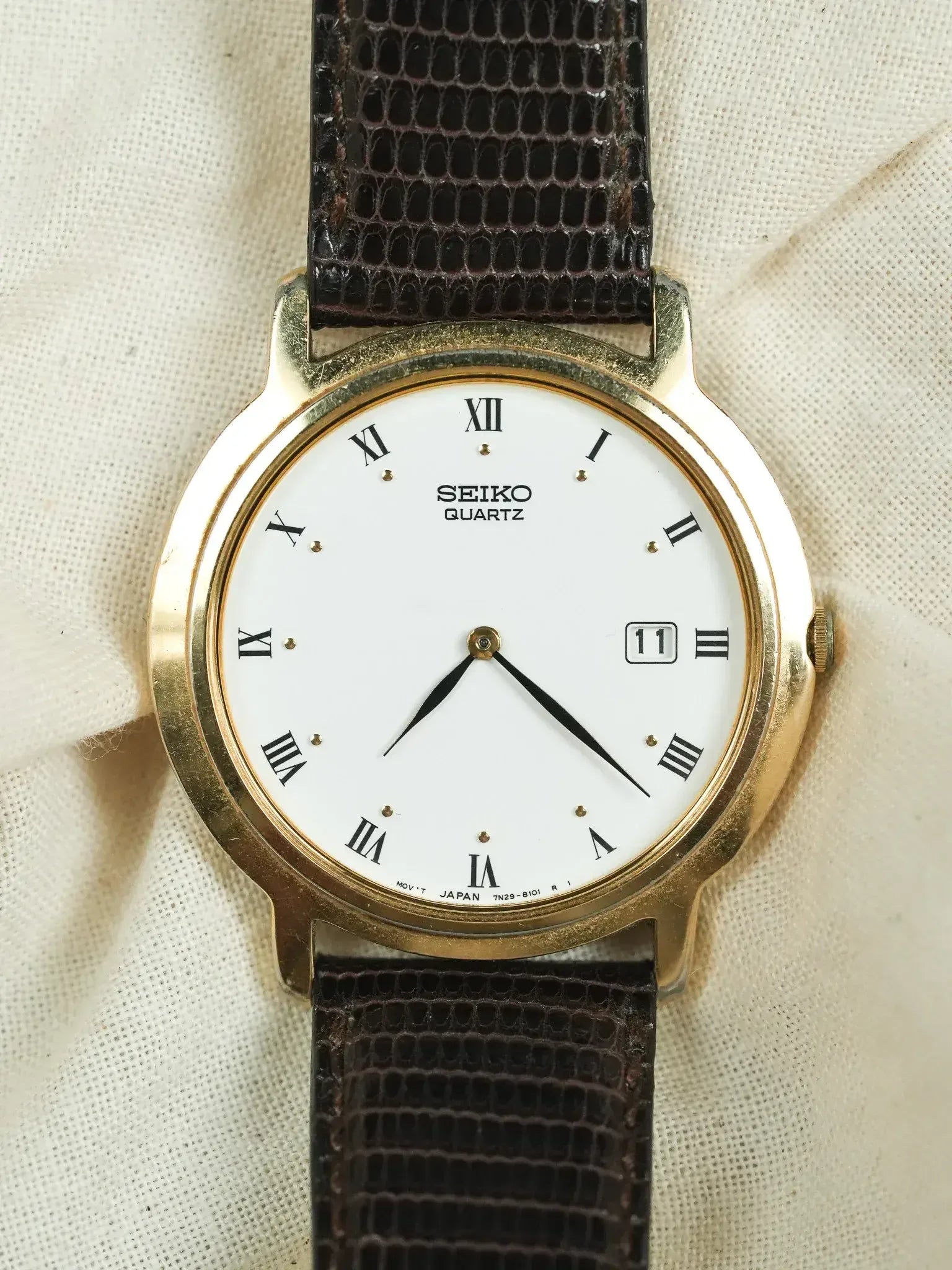 Seiko - 礼服手表 日期 镀金 罗马数字 - 2002