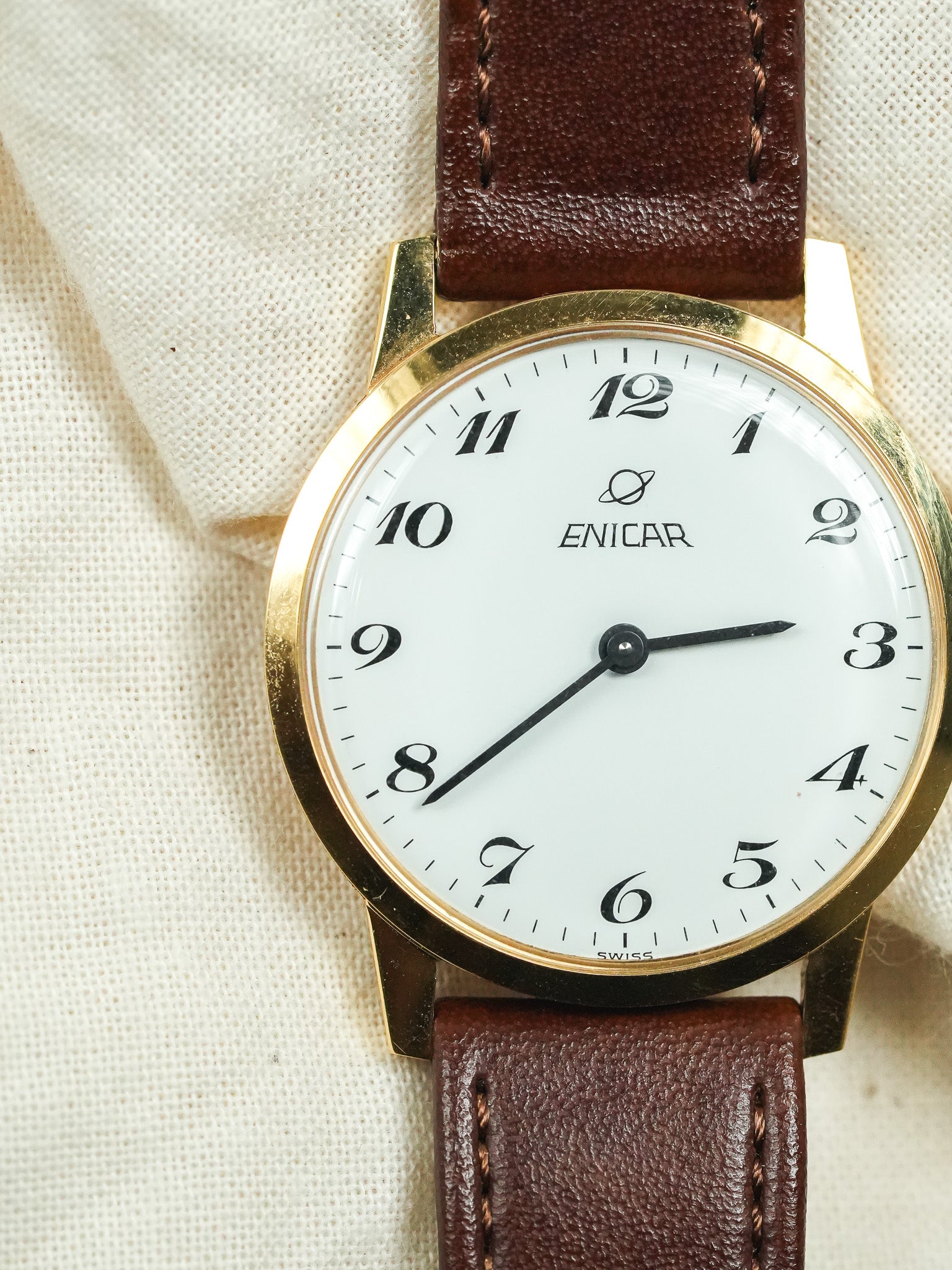 Enicar - Vergoldet Ultra slim Weißes Zifferblatt - 1980s