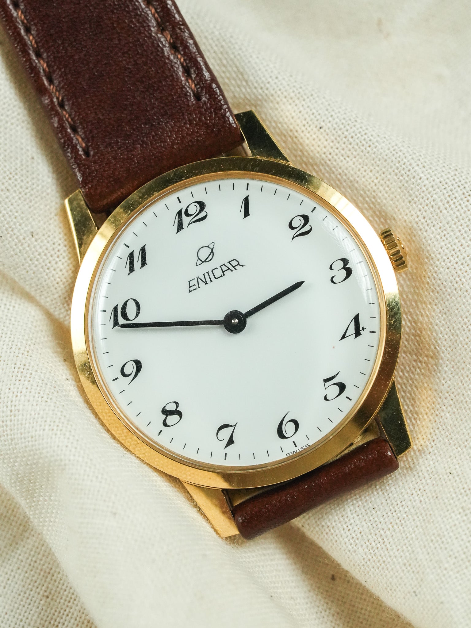 Enicar - Vergoldet Ultra slim Weißes Zifferblatt - 1980s