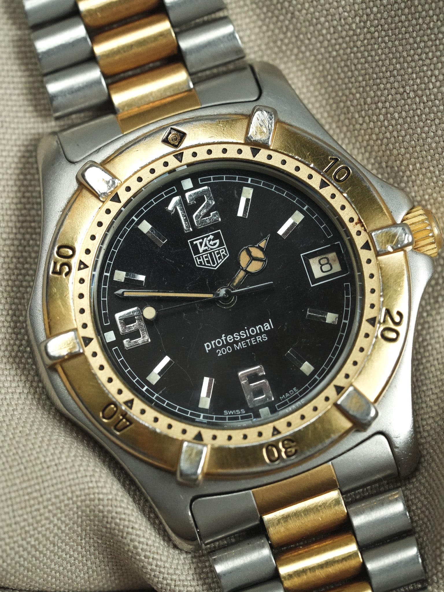 Tag Heuer - Professionale 2000 39mm Acciaio Oro Quadrante nero - 1990s