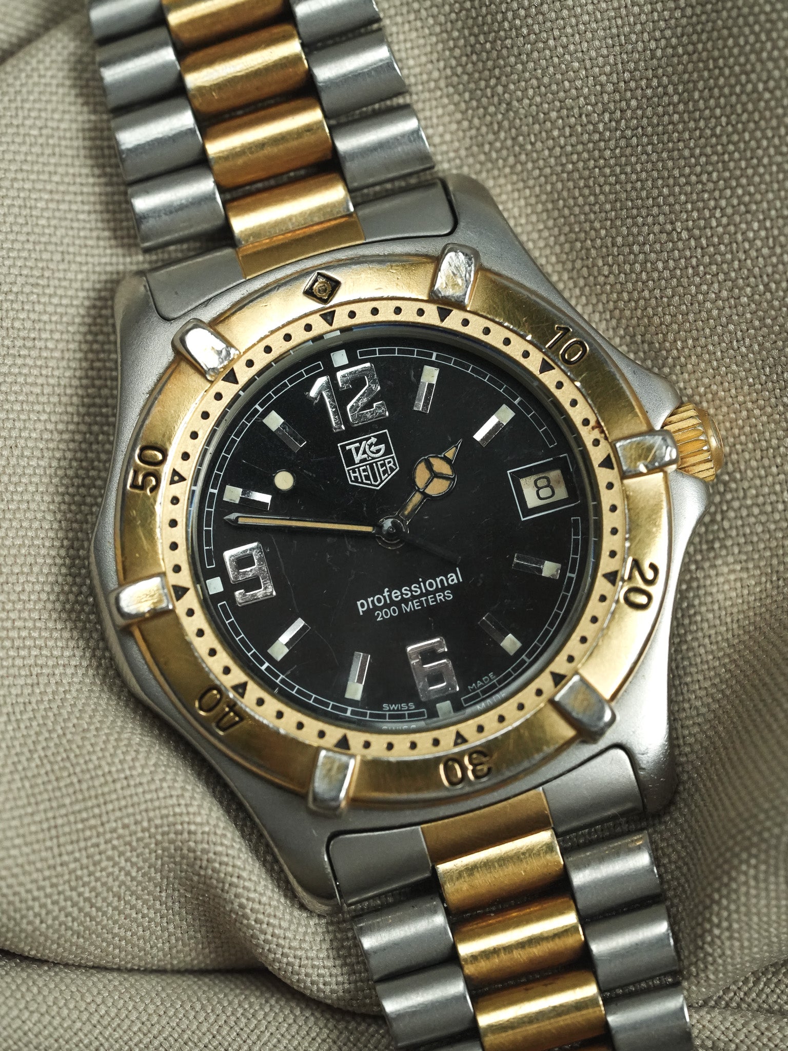 Tag Heuer - Professionale 2000 39mm Acciaio Oro Quadrante nero - 1990s