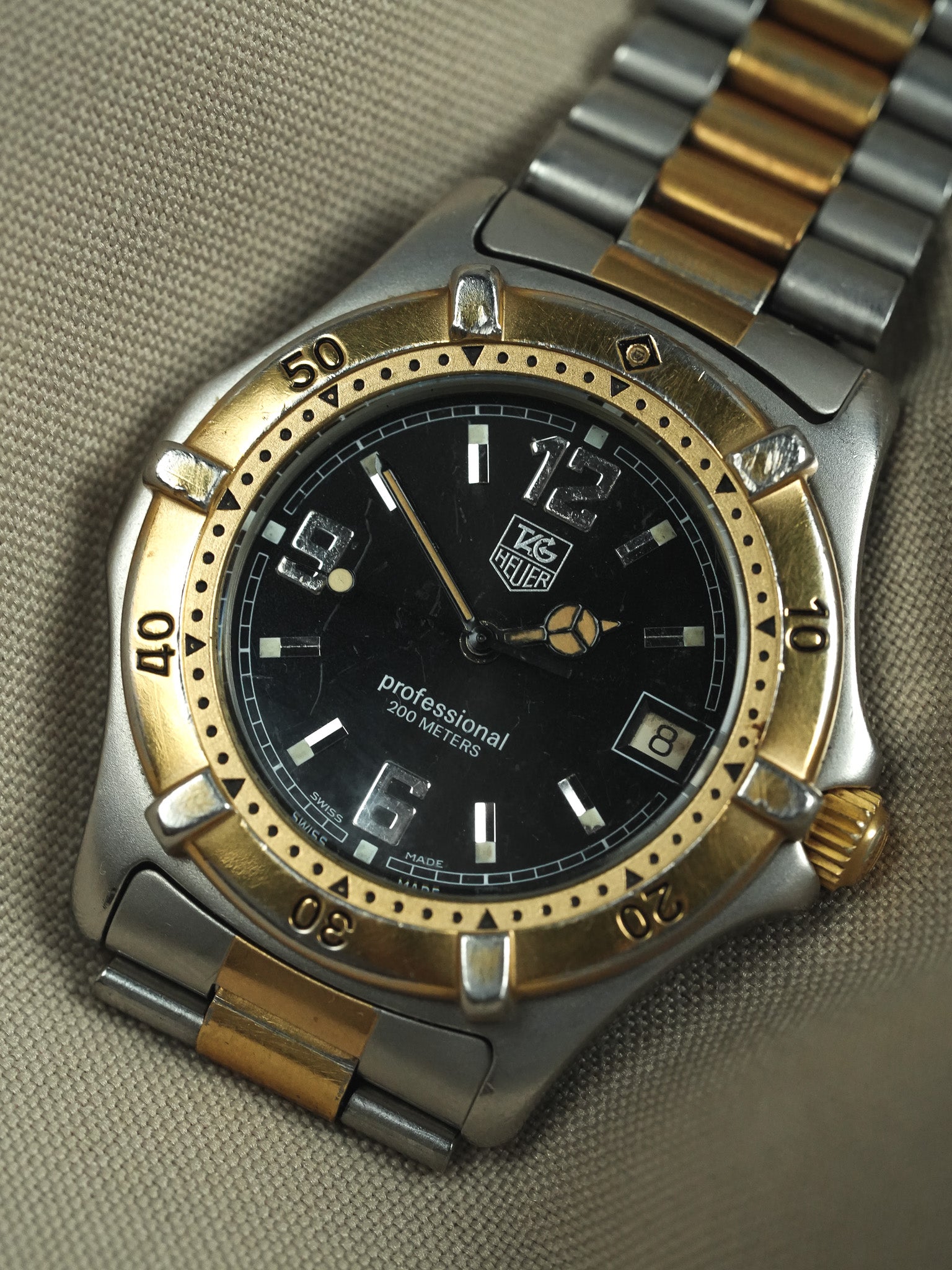 Tag Heuer - Professionale 2000 39mm Acciaio Oro Quadrante nero - 1990s