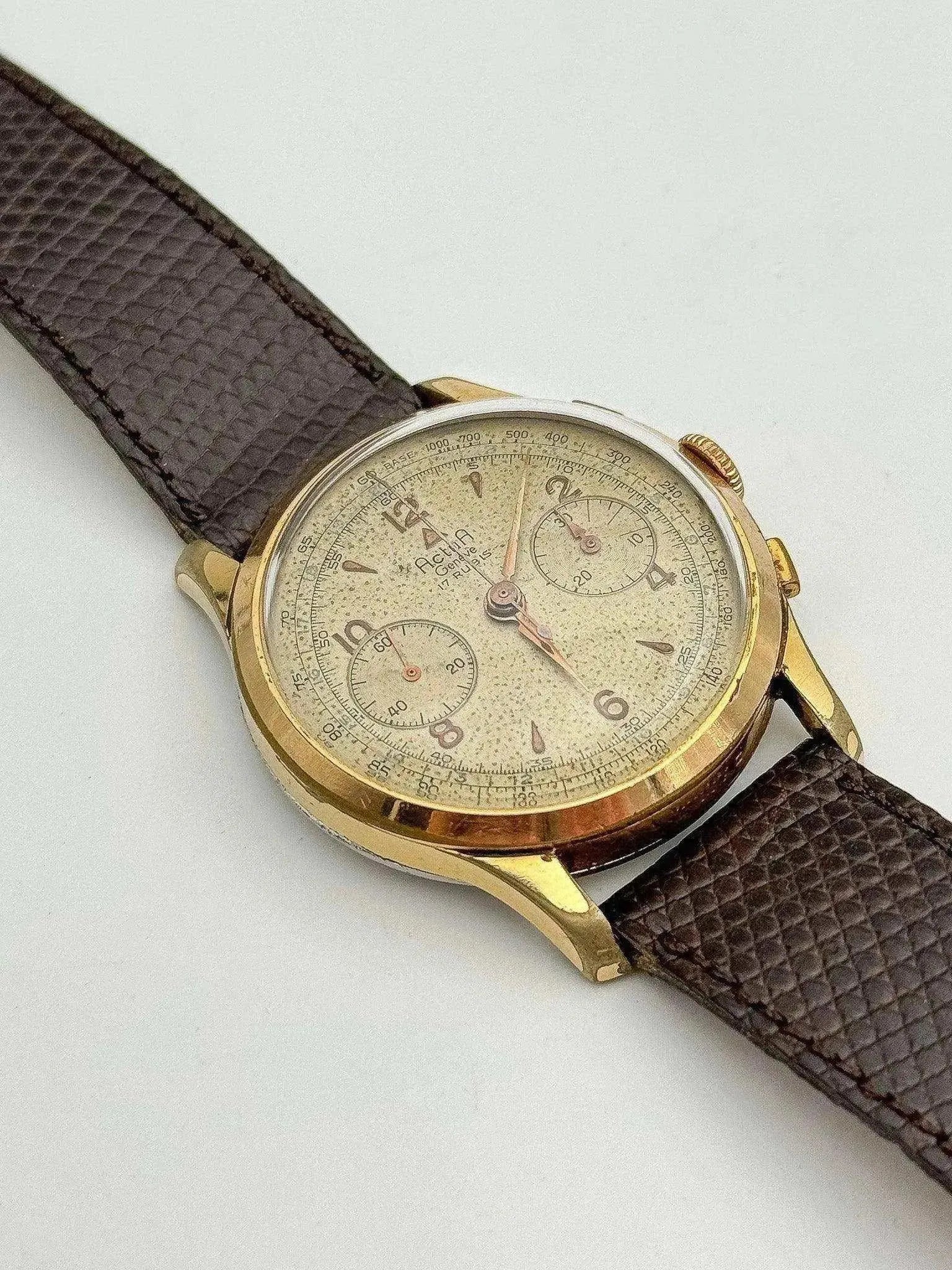 Actua Genève - Chrono Landeron Plaqué or - 1950s - Atelier Victor