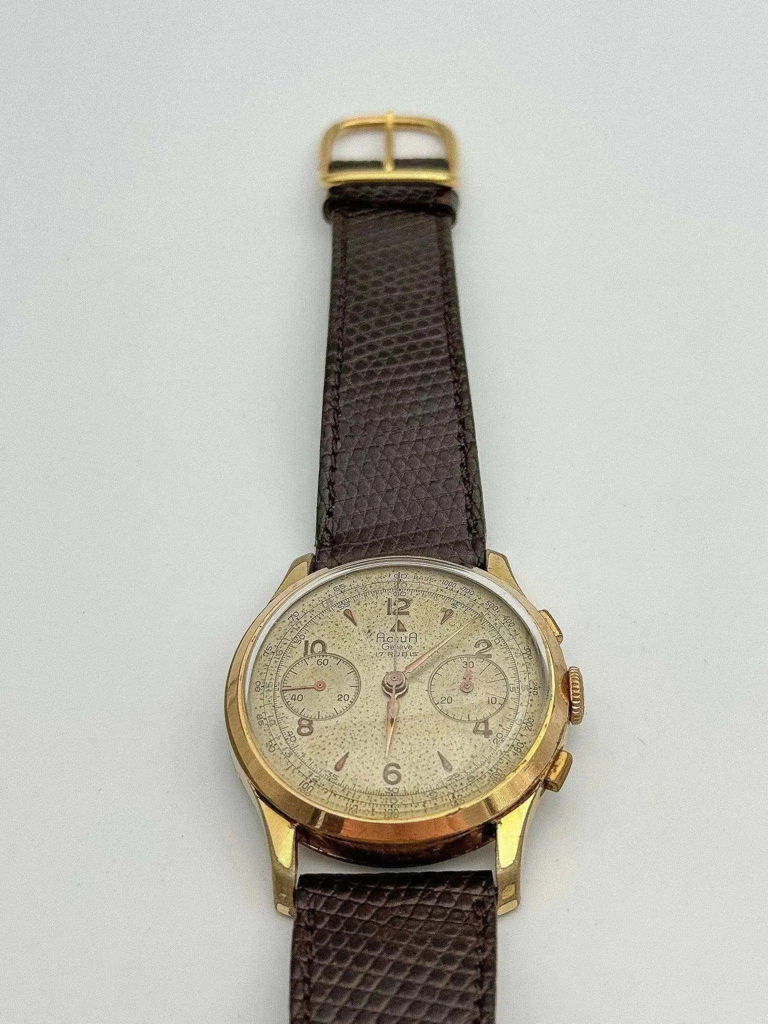 Actua Genève - Chrono Landeron Plaqué or - 1950s - Atelier Victor - Vintage Shop