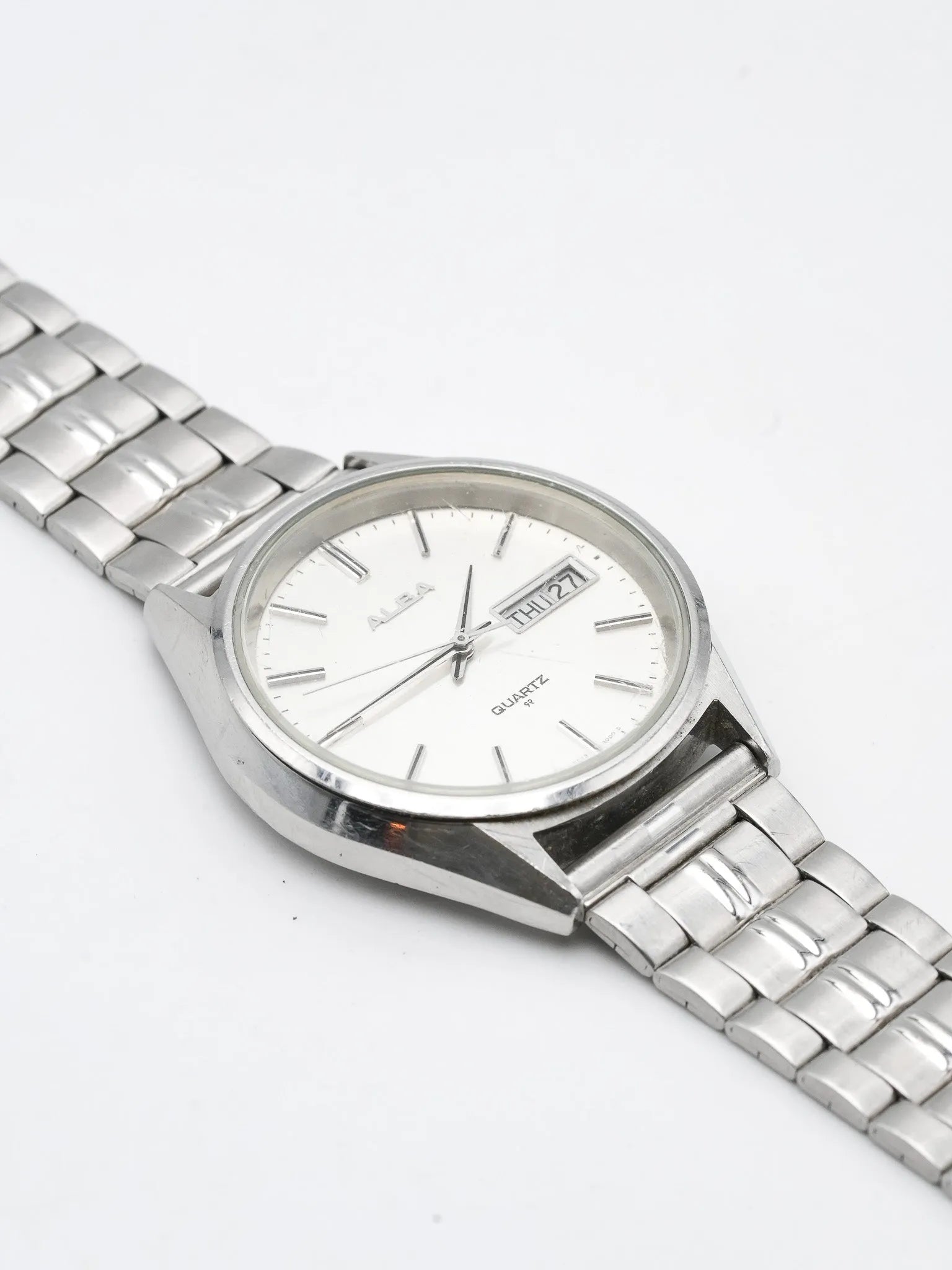 Alba - Daydate cadran blanc acier - 1990s - Atelier Victor - Vintage Shop