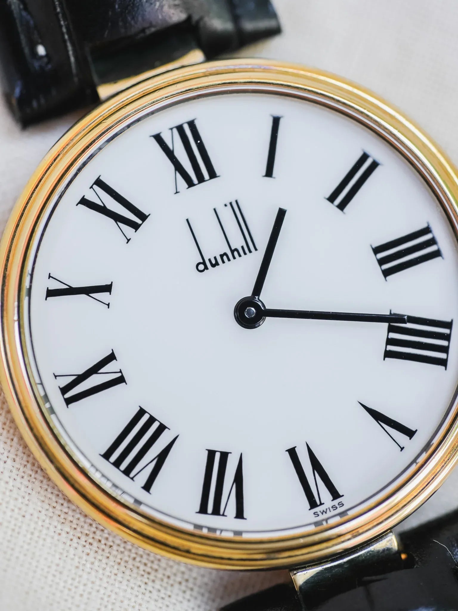 Alfred Dunhill - Ronde en Argent 925 plaqué or cadran blanc - 1980s - Atelier Victor