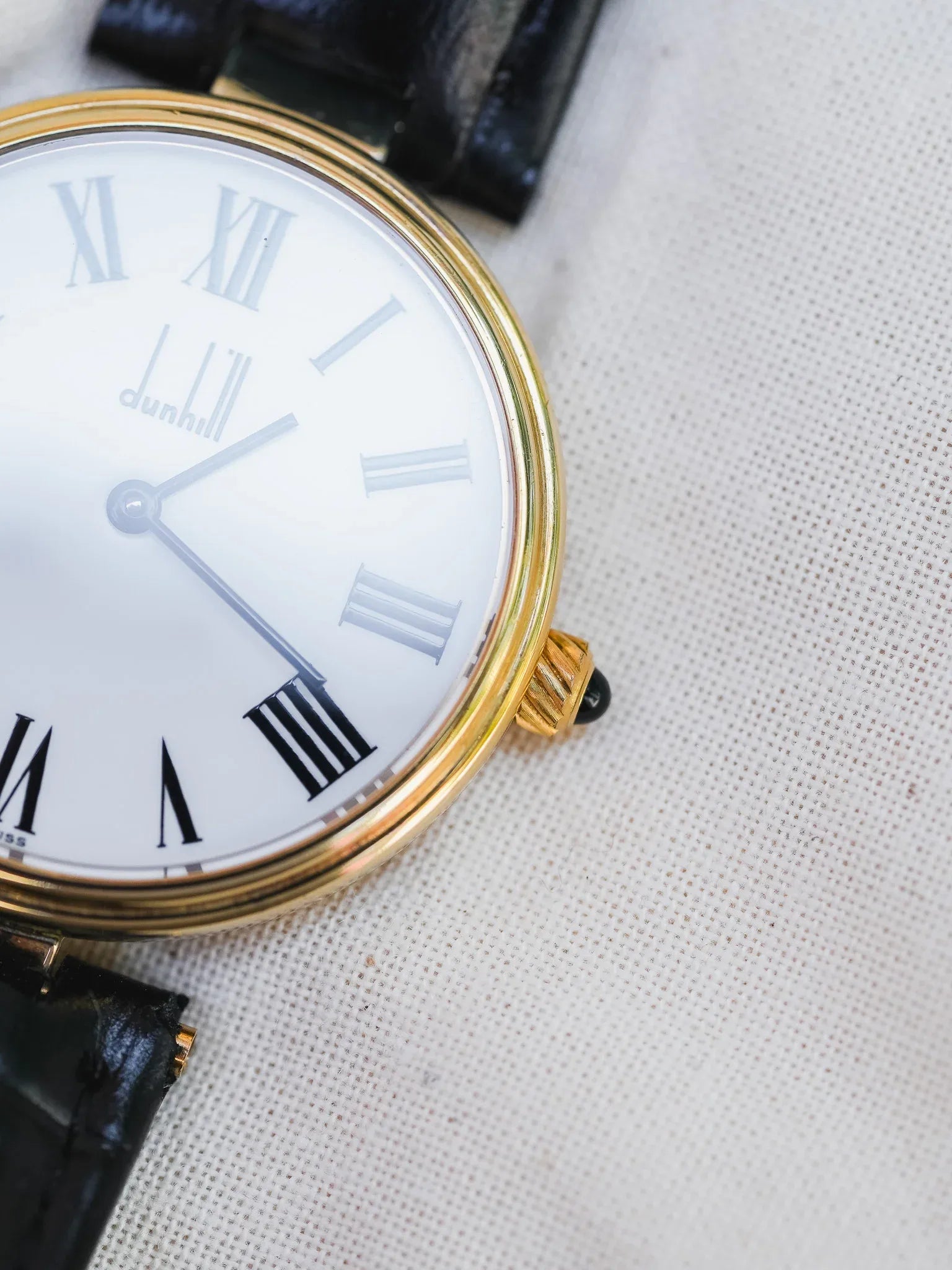 Alfred Dunhill - Ronde en Argent 925 plaqué or cadran blanc - 1980s - Atelier Victor