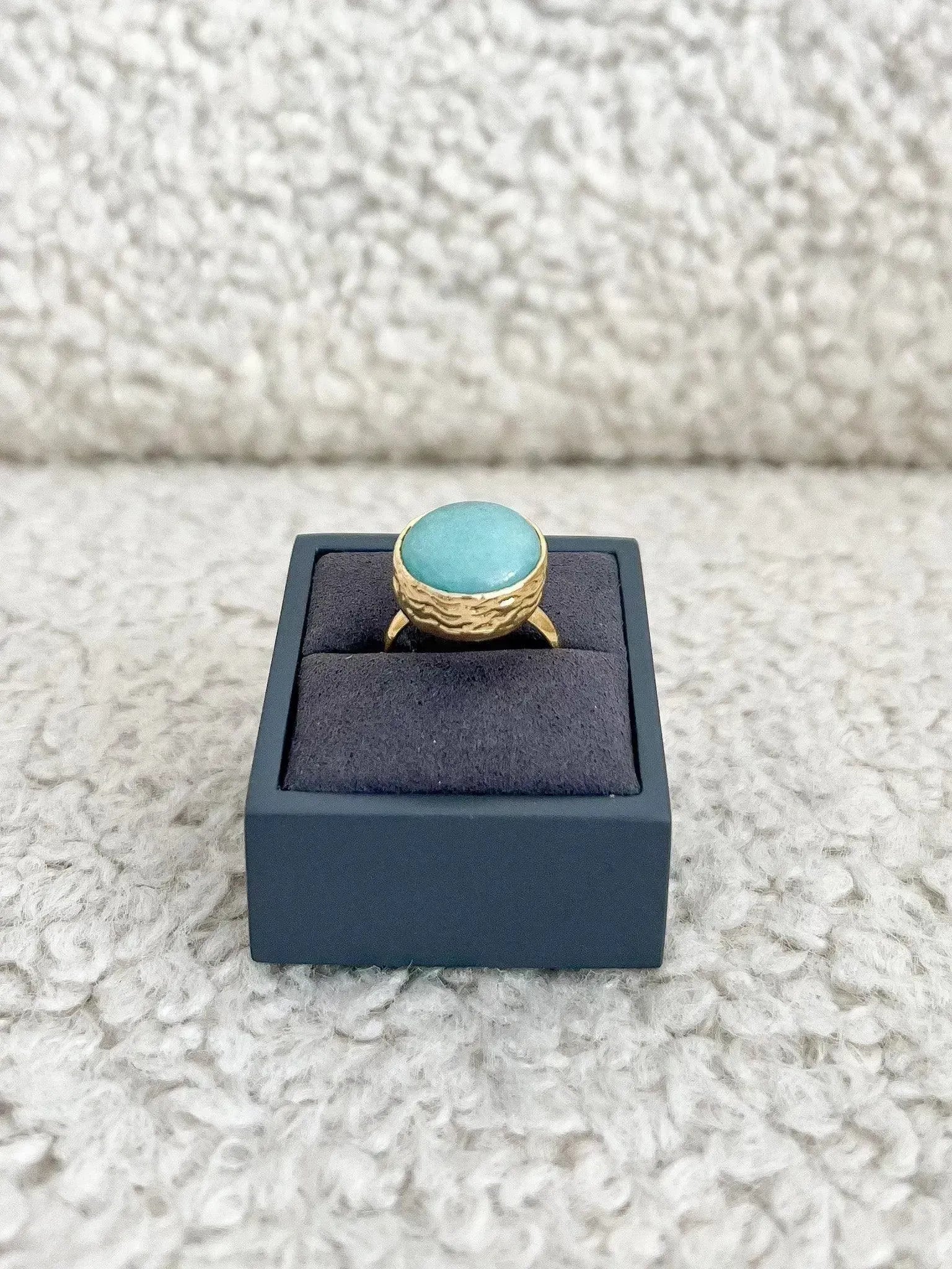 Bague - Turquoise Ronde plaque or - Atelier Victor
