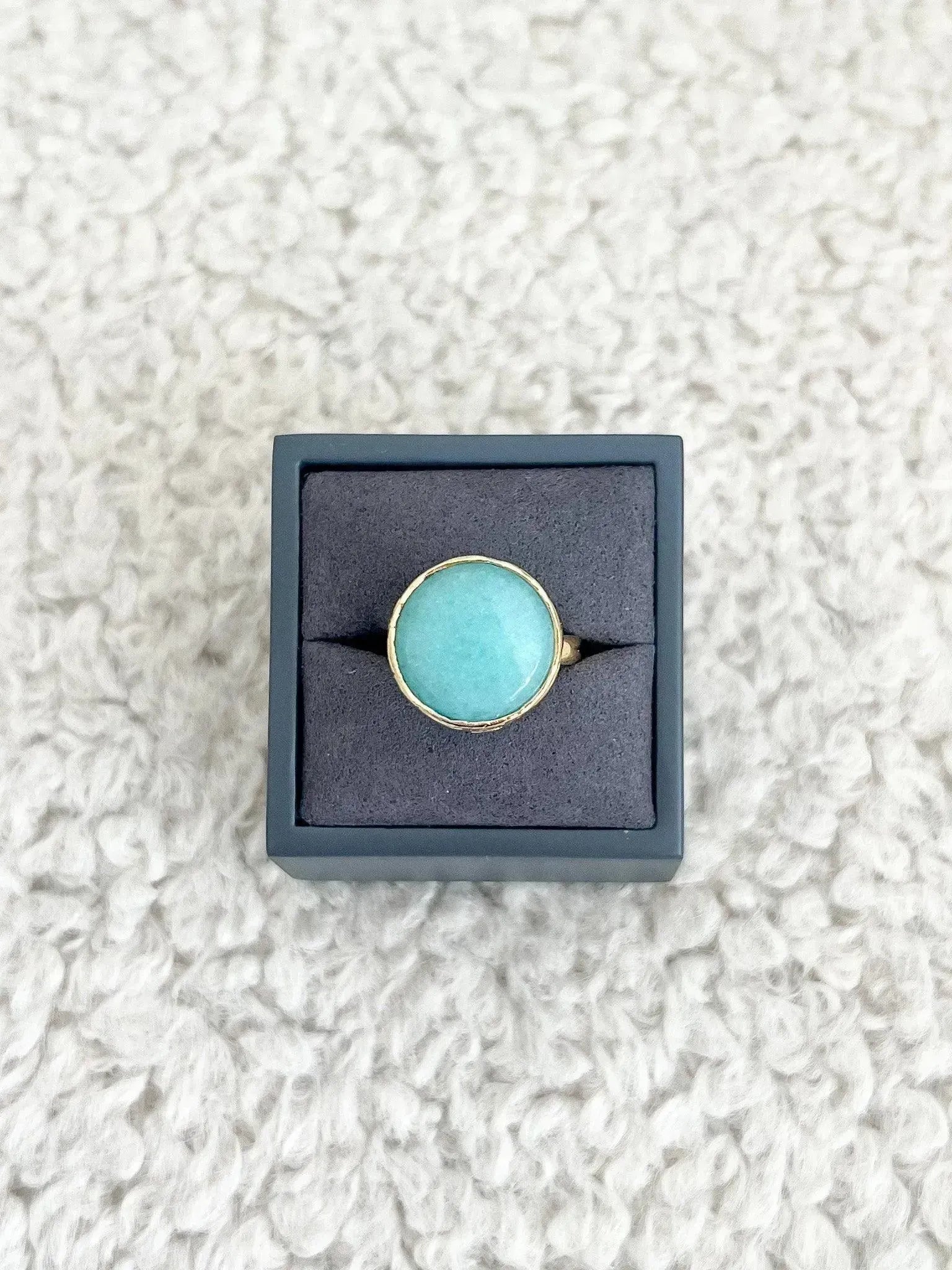 Bague - Turquoise Ronde plaque or - Atelier Victor