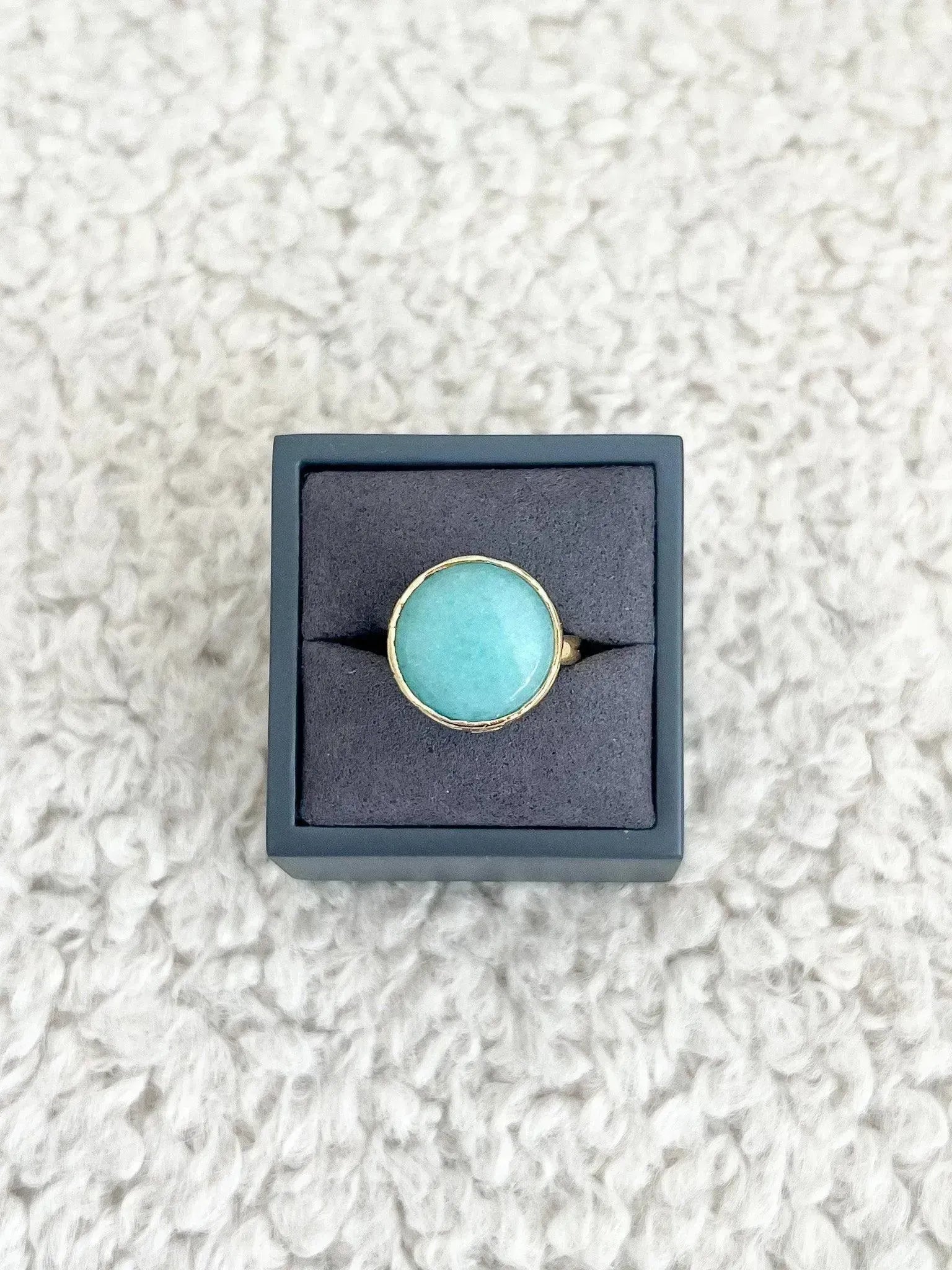 Bague - Turquoise Ronde plaque or - Atelier Victor
