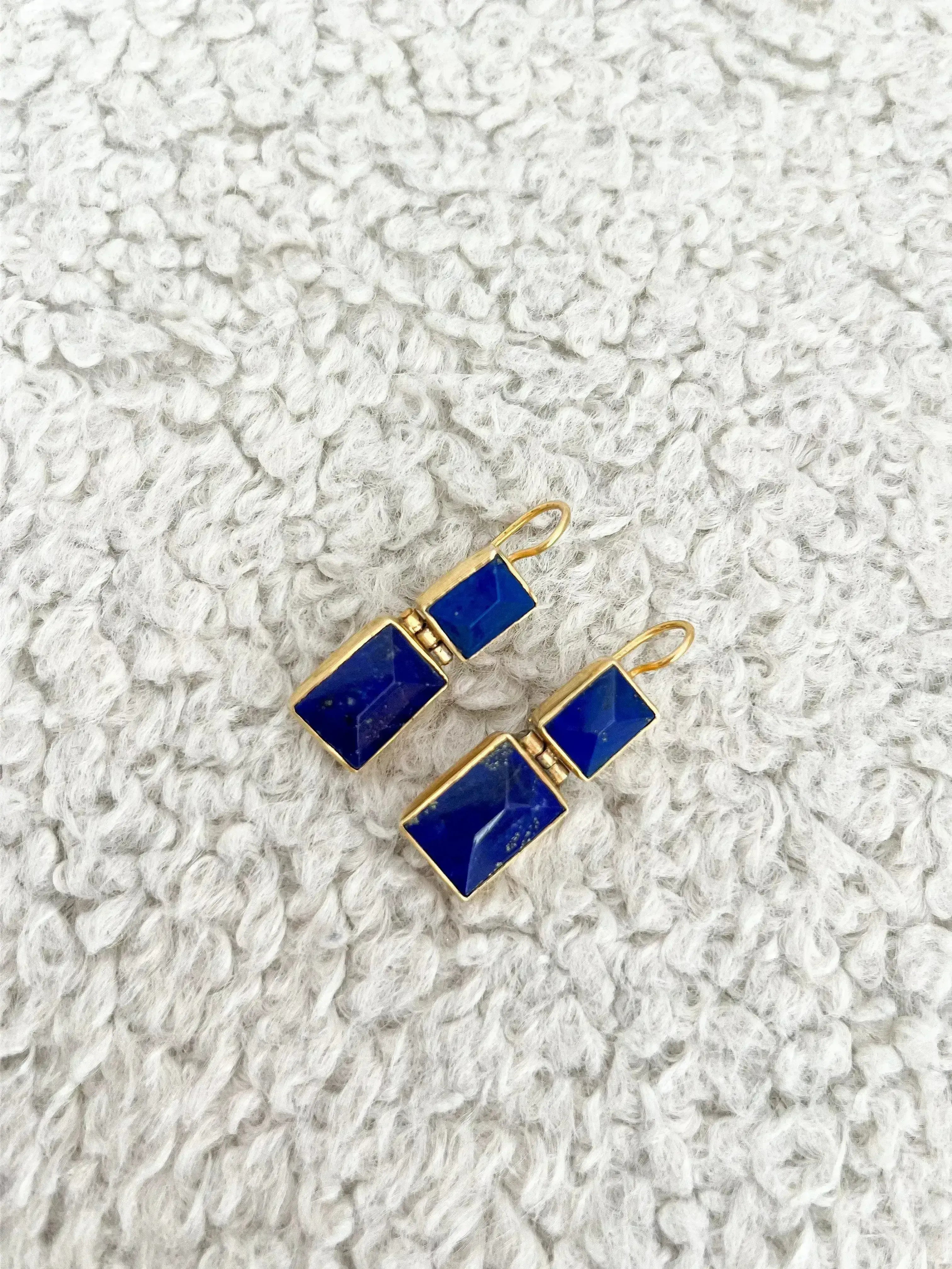Boucles d’oreilles - Lapis Luzili Argent doré - Atelier Victor