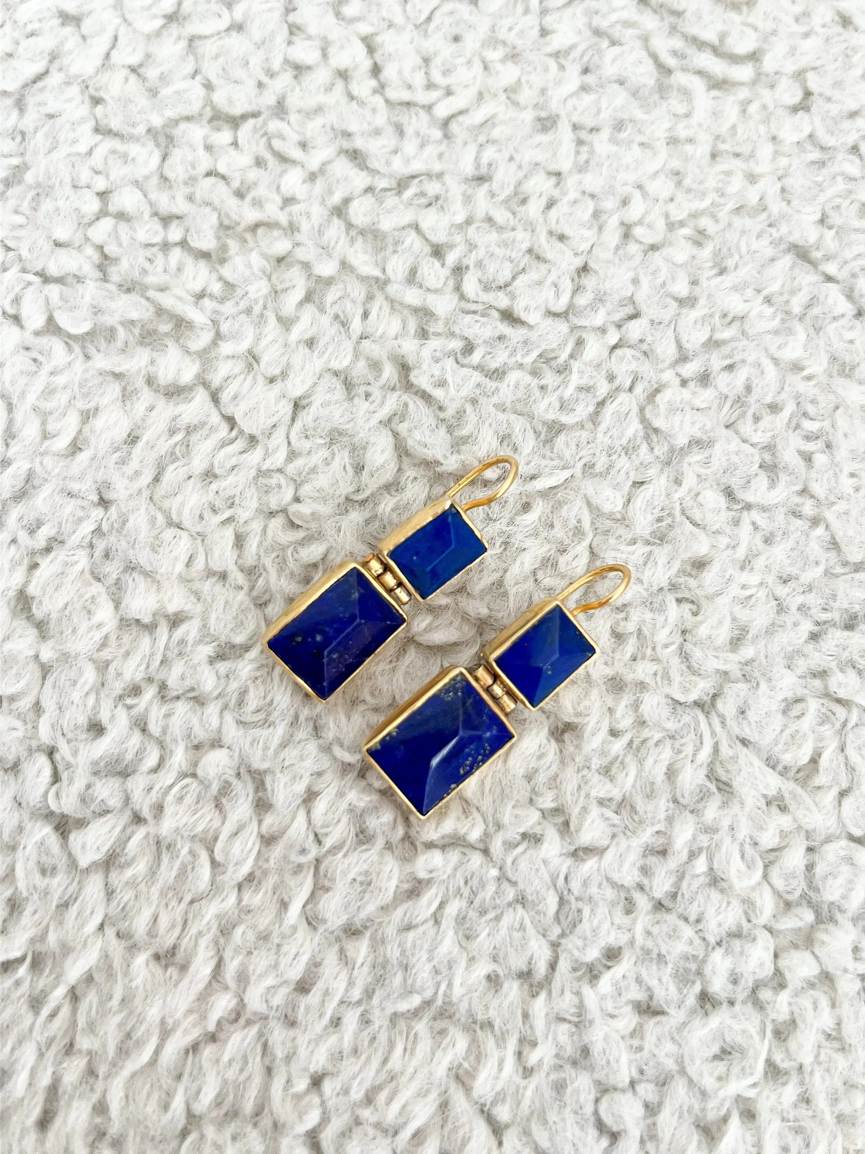 Boucles d’oreilles - Lapis Luzili Argent doré - Atelier Victor