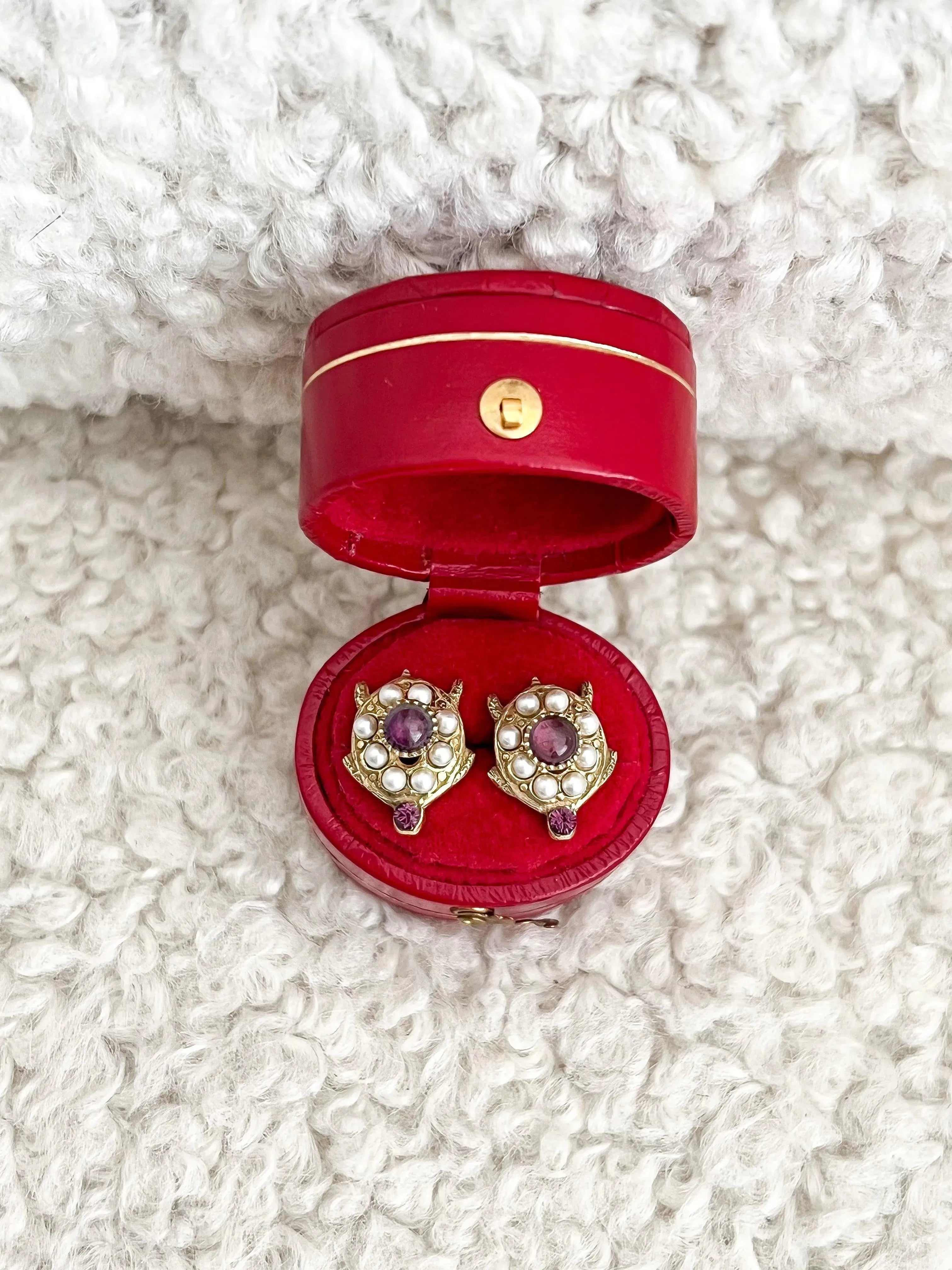 Boucles d’oreilles - Vermeil Améthyste Perles Naturelles - Atelier Victor - Vintage Shop