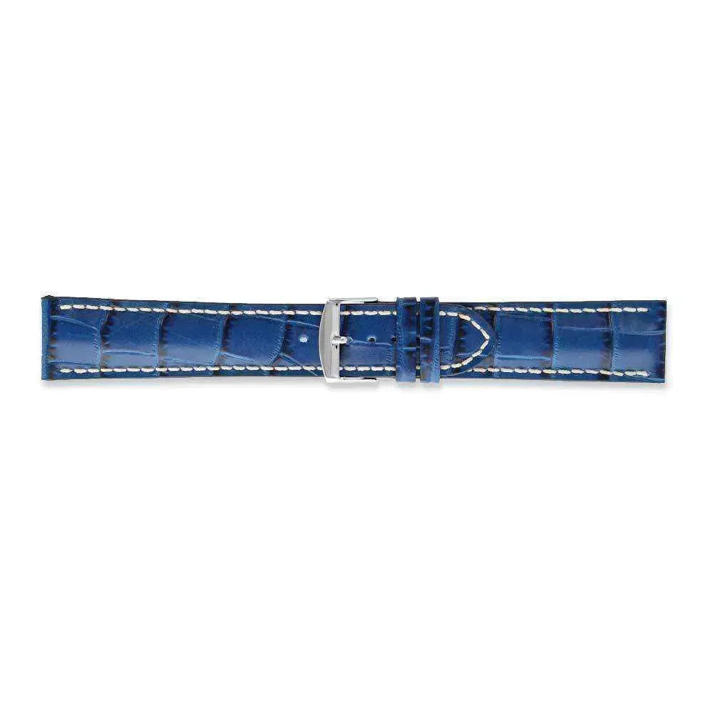Bracelet de montre bleu - Cuir veau épais effet crocodile - Atelier Victor Paris - Vintage Watch Shop Dubai