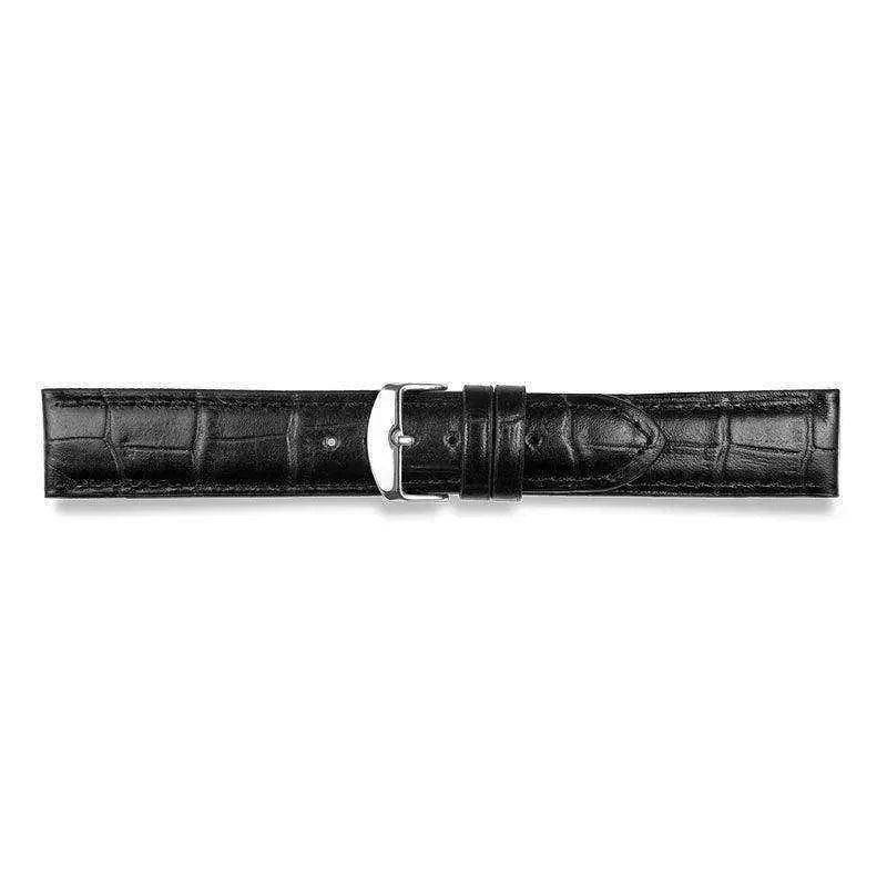 Bracelet de montre Noir - Cuir effet crocodile doublure velours - Atelier Victor