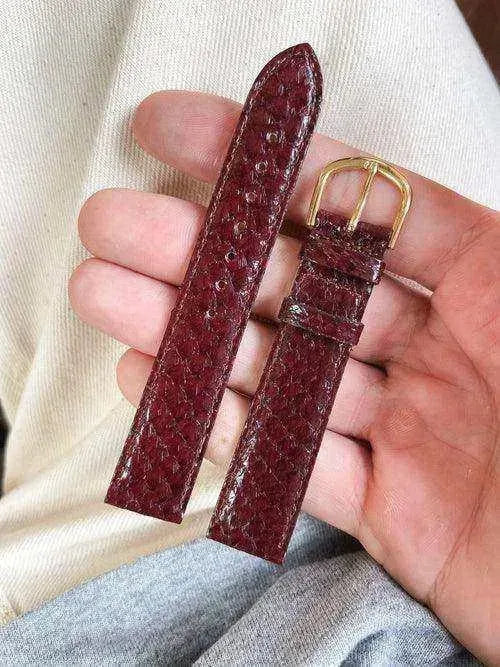 Bracelet de montre vintage bordeaux - Cuir Saumon - Atelier Victor