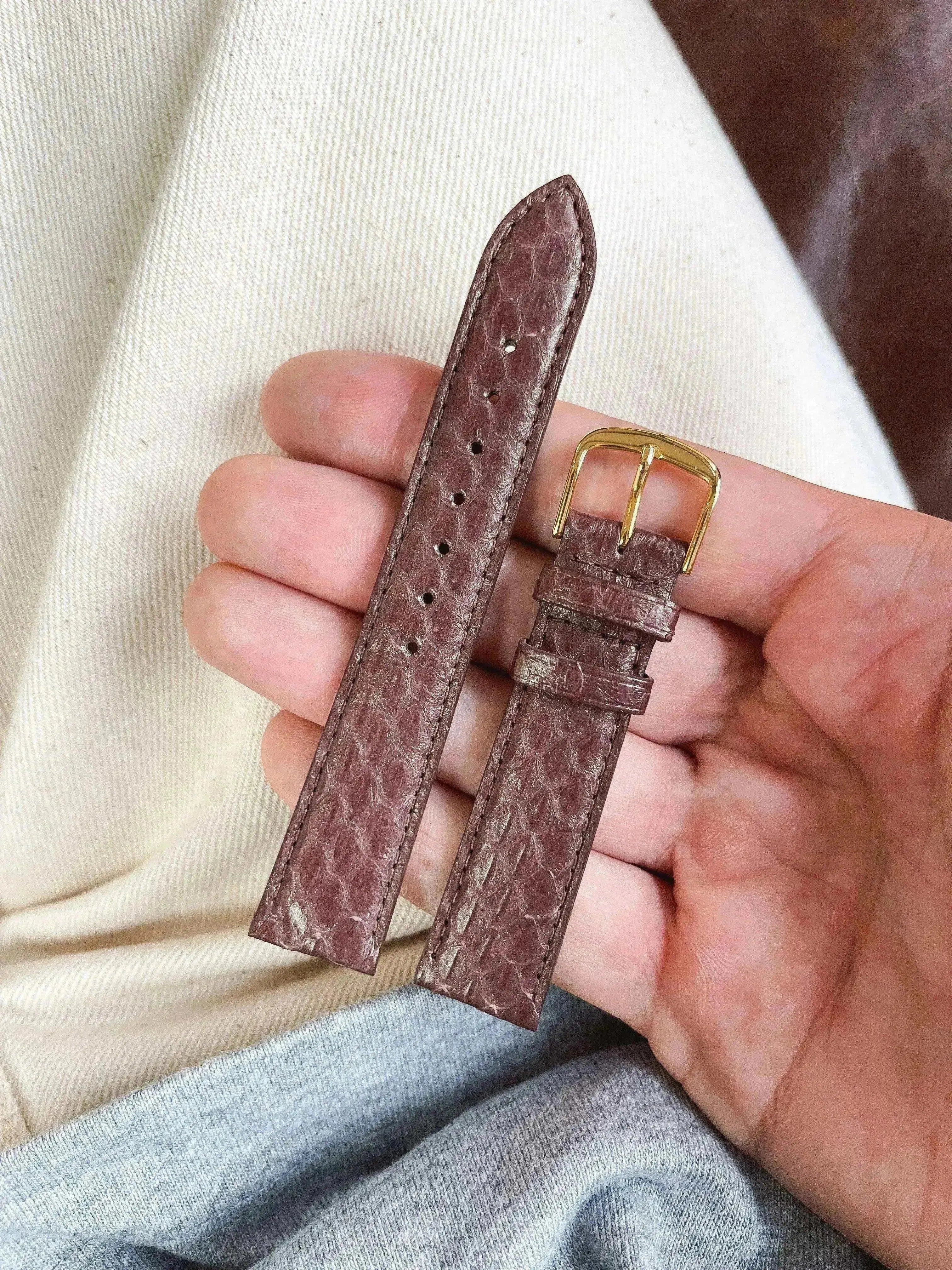 Bracelet de montre vintage pourpre - Cuir Serpent - Atelier Victor