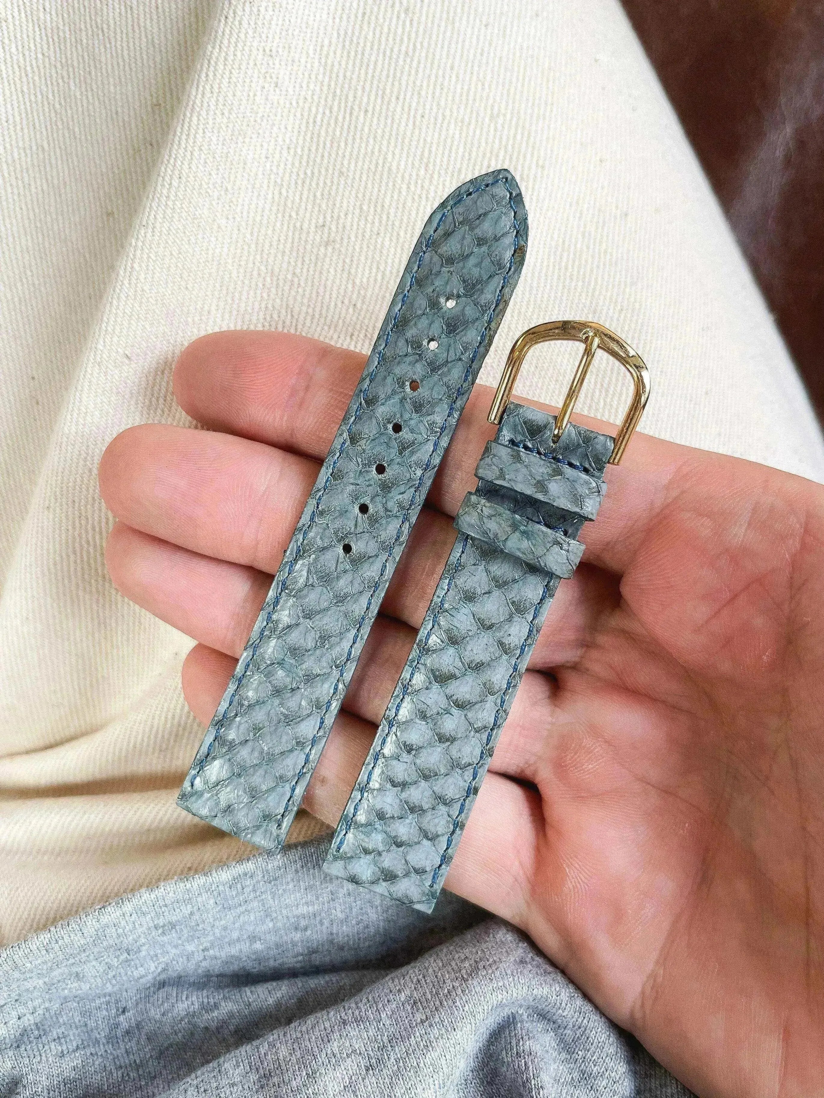 Bracelet de montre vintage turquoise - cuir saumon - Atelier Victor