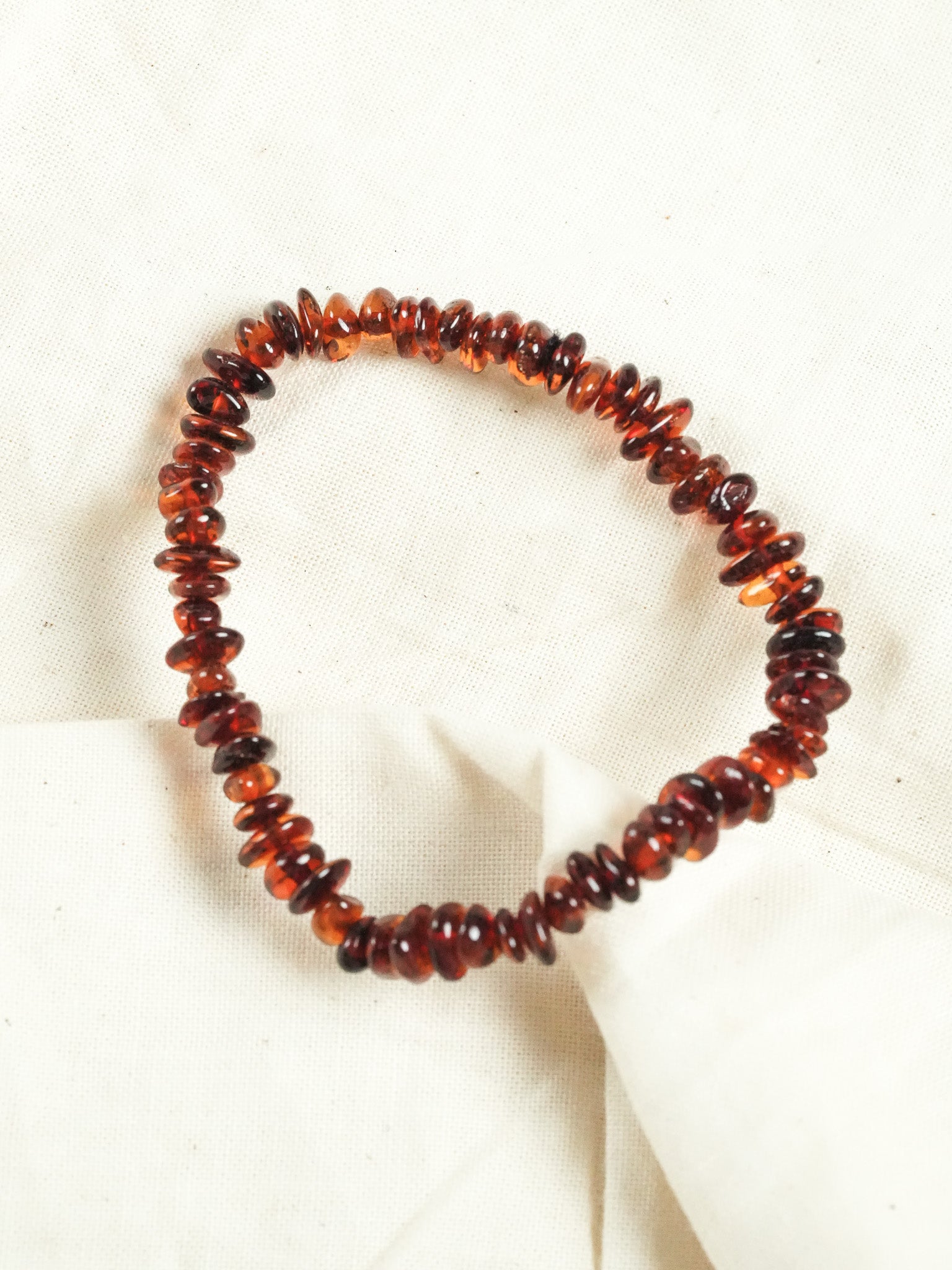 Bracelet en Ambre Baltique naturel - Plaques Fines Cognac - Atelier Victor - Vintage Shop