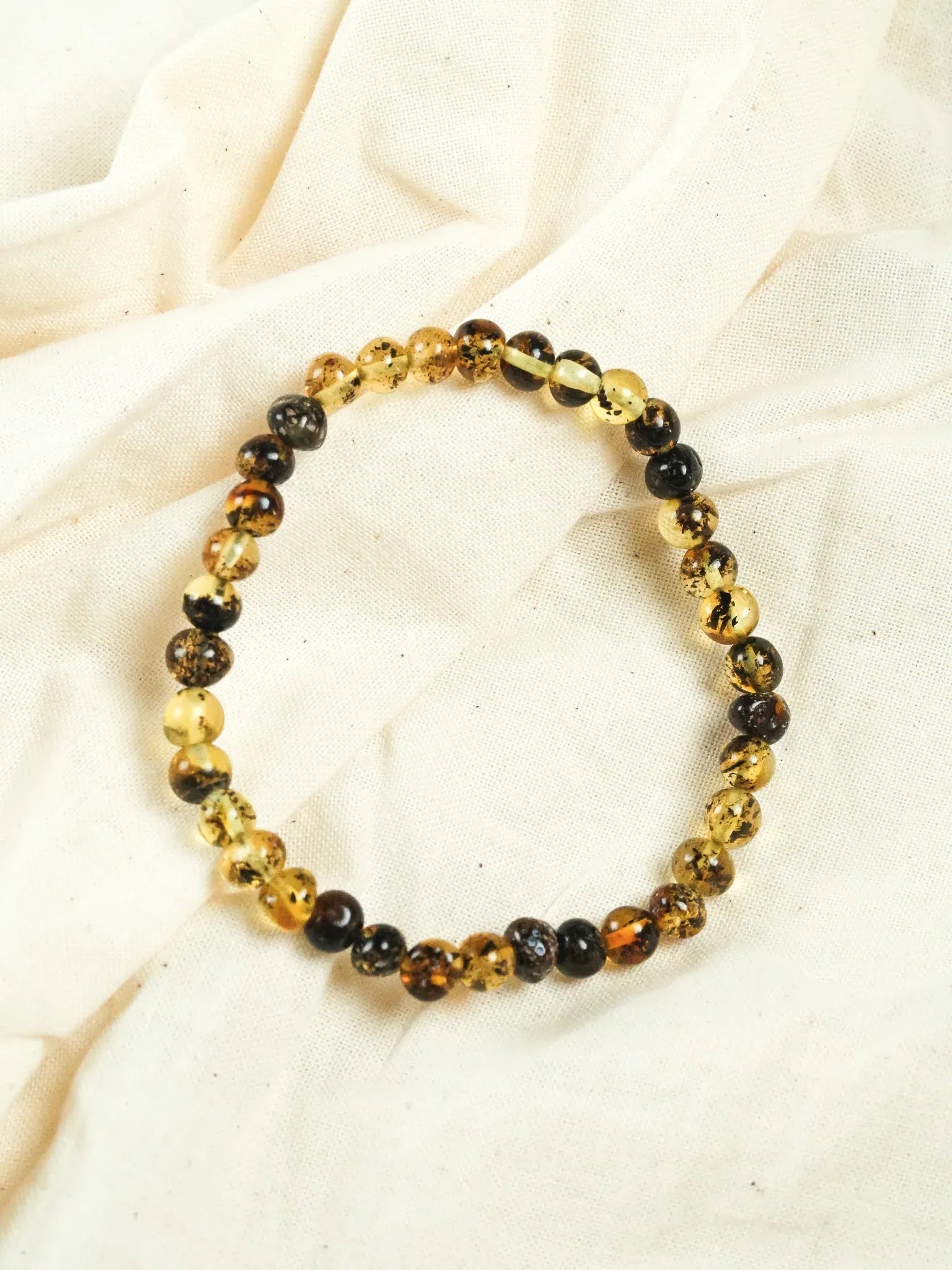 Bracelet en Ambre Baltique naturel - Rond Vert - Atelier Victor