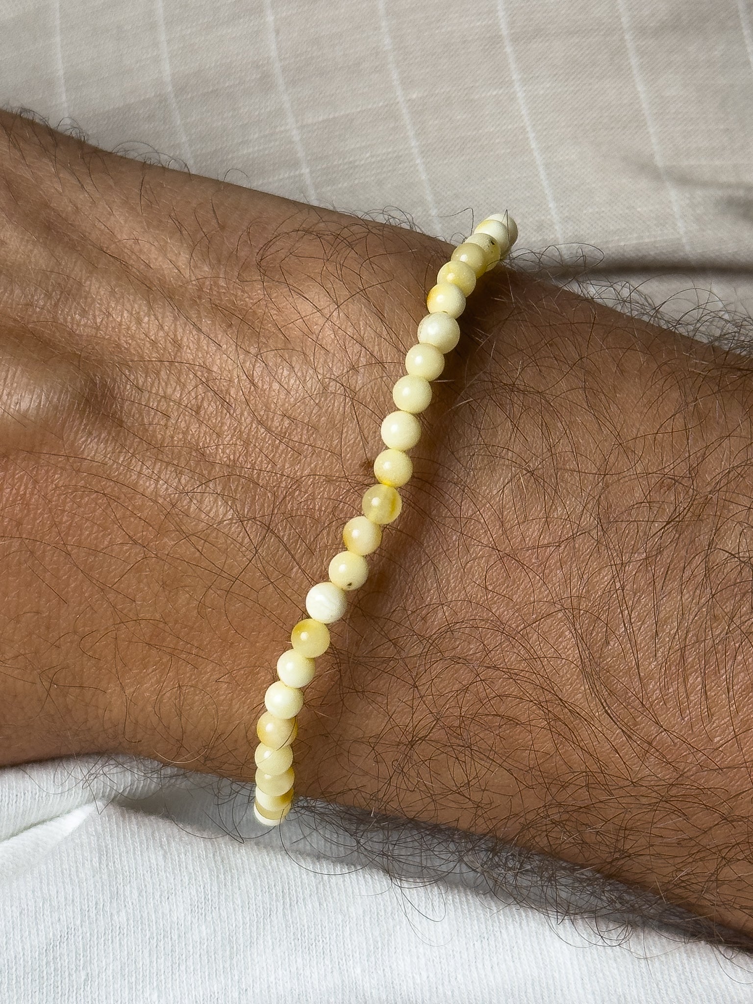 Bracelet en Ambre Baltique naturel - Rondes fines Jaune clair - Atelier Victor