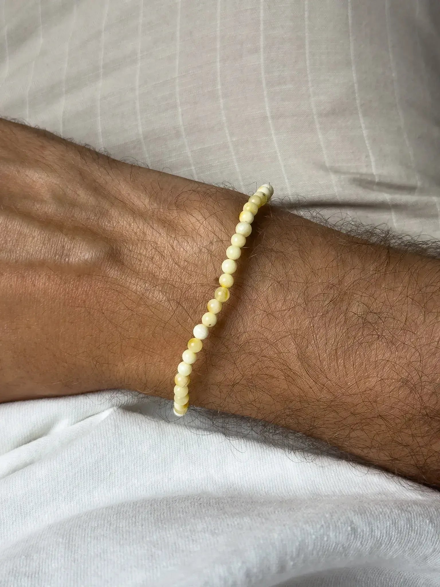 Bracelet en Ambre Baltique naturel - Rondes fines Jaune clair - Atelier Victor