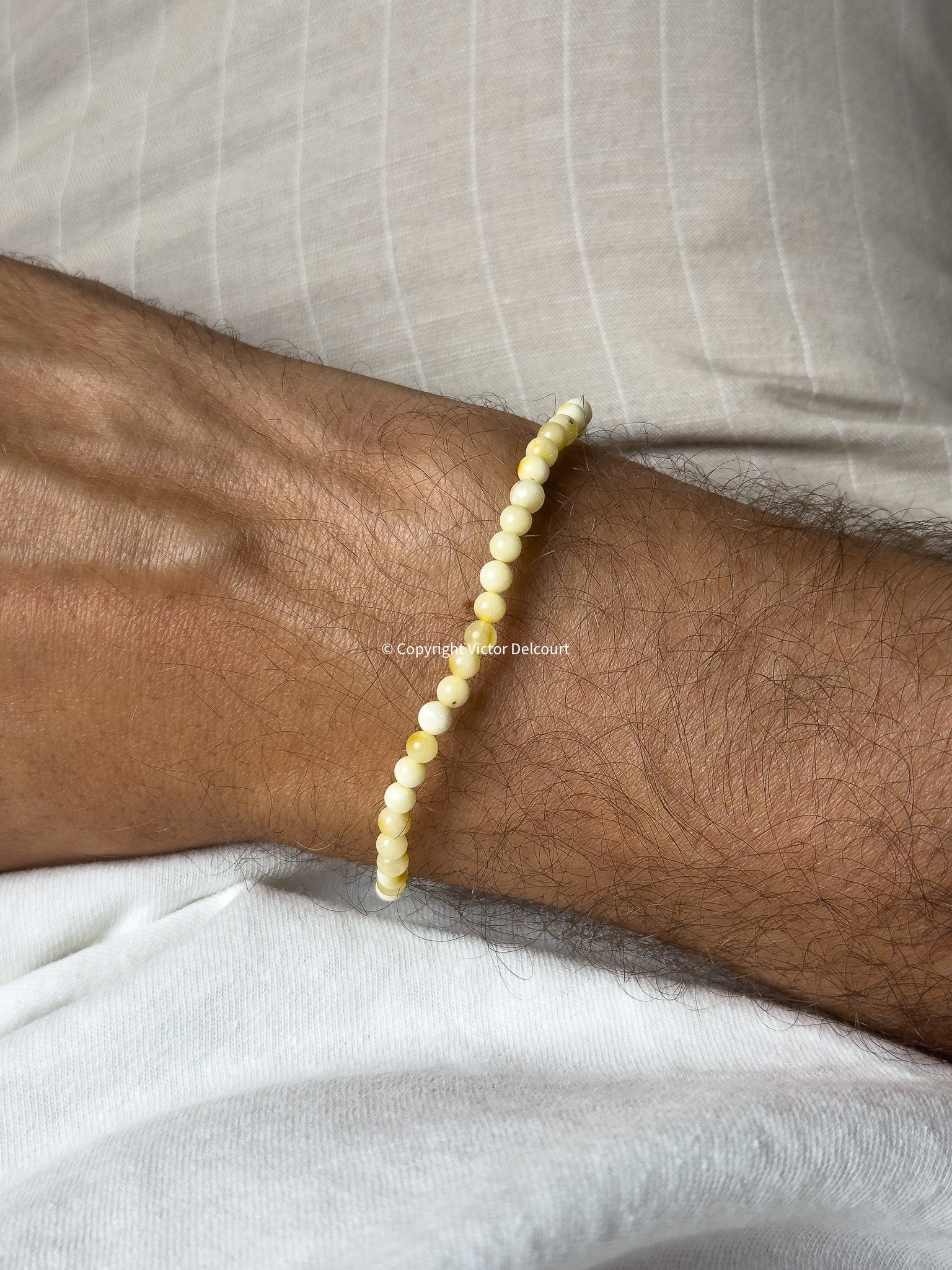 Bracelet en Ambre Baltique naturel - Rondes fines Jaune clair - Atelier Victor - Vintage Shop