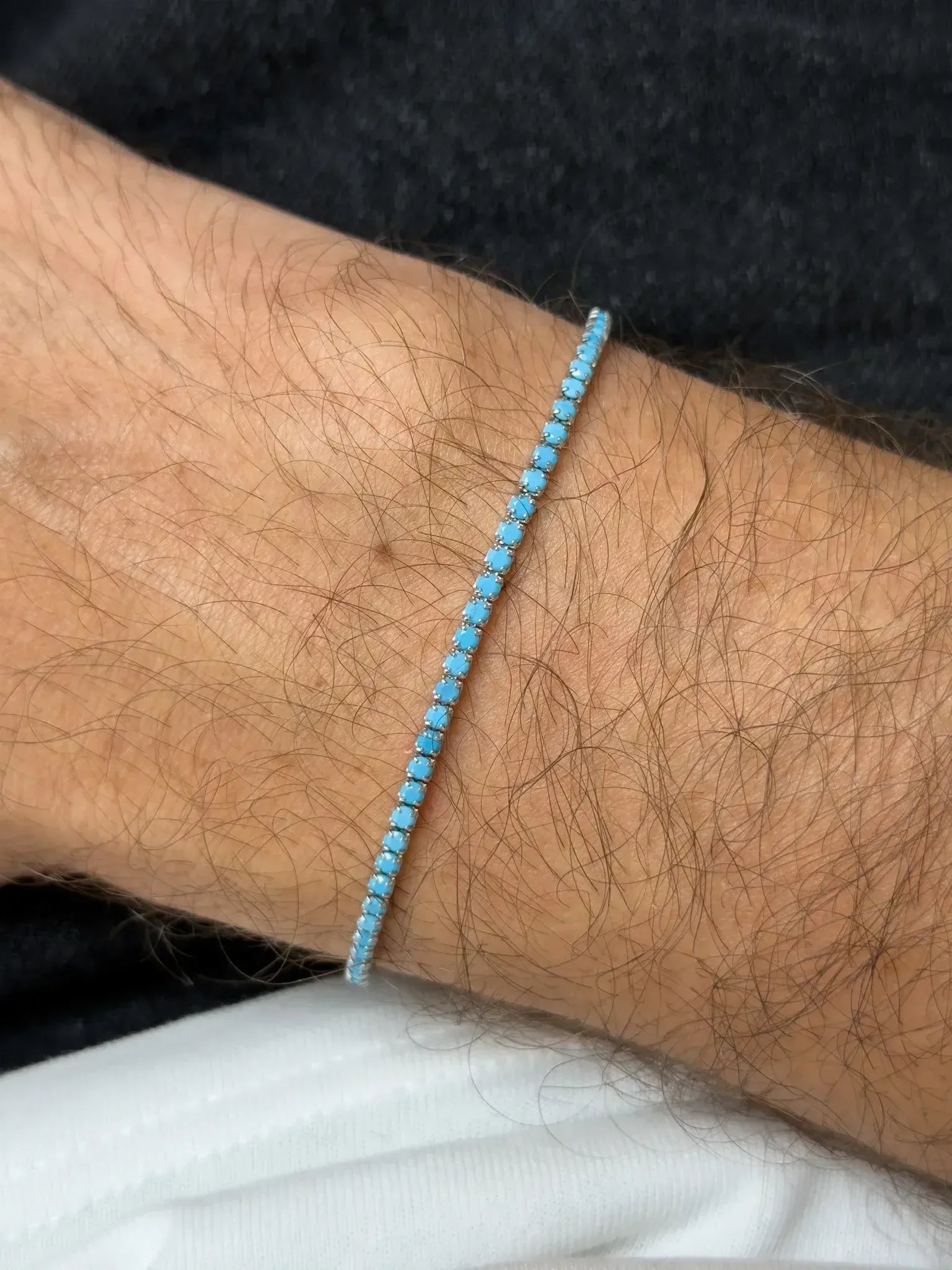 Bracelet Tennis en argent 925 & Turquoise Naturelle - Octavien Turquoise - Moyen Modèle - Atelier Victor