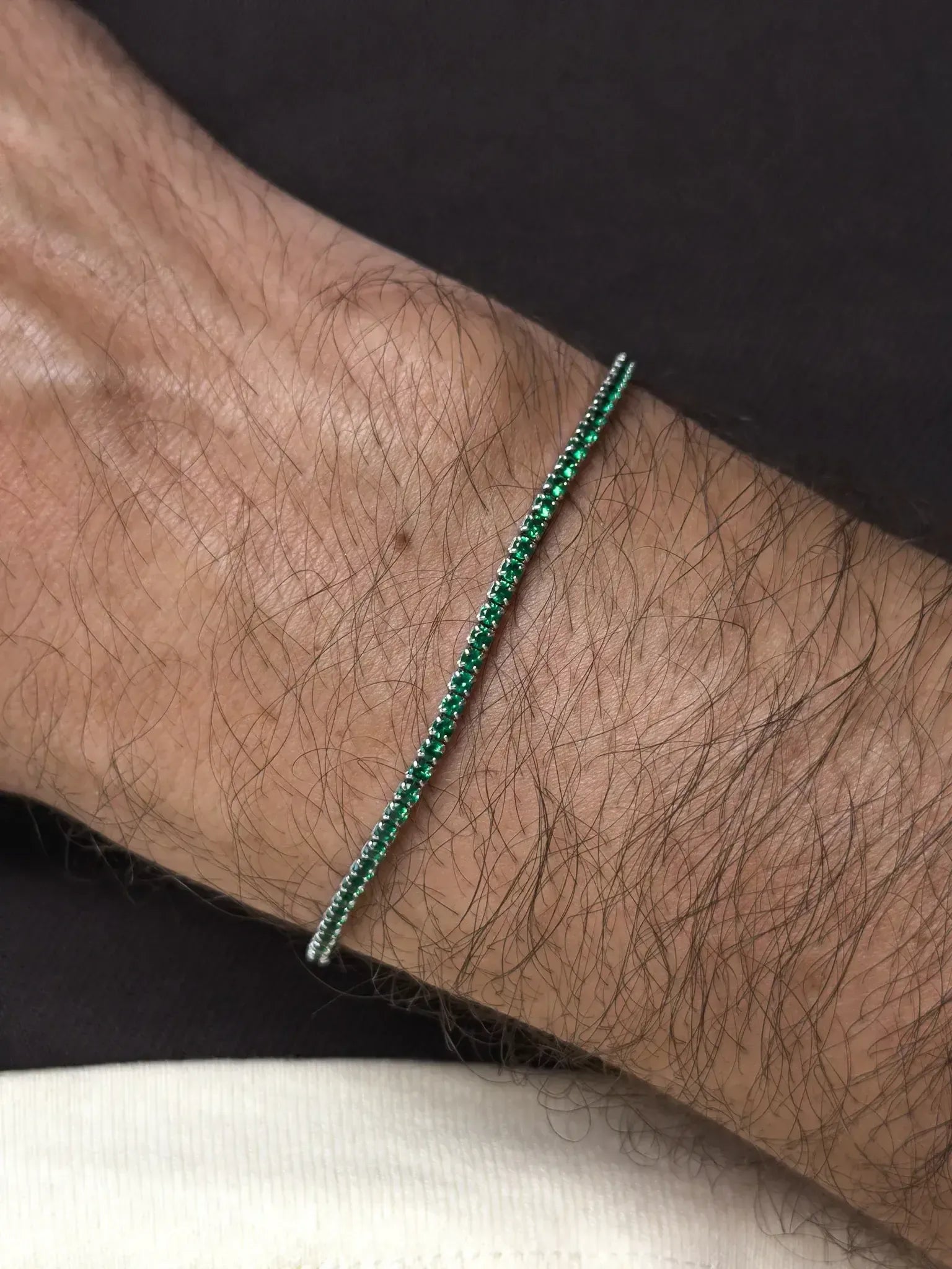 Pulsera de Tenis en Plata 925 y Circonio Verde – Octavien – Modelo Medio