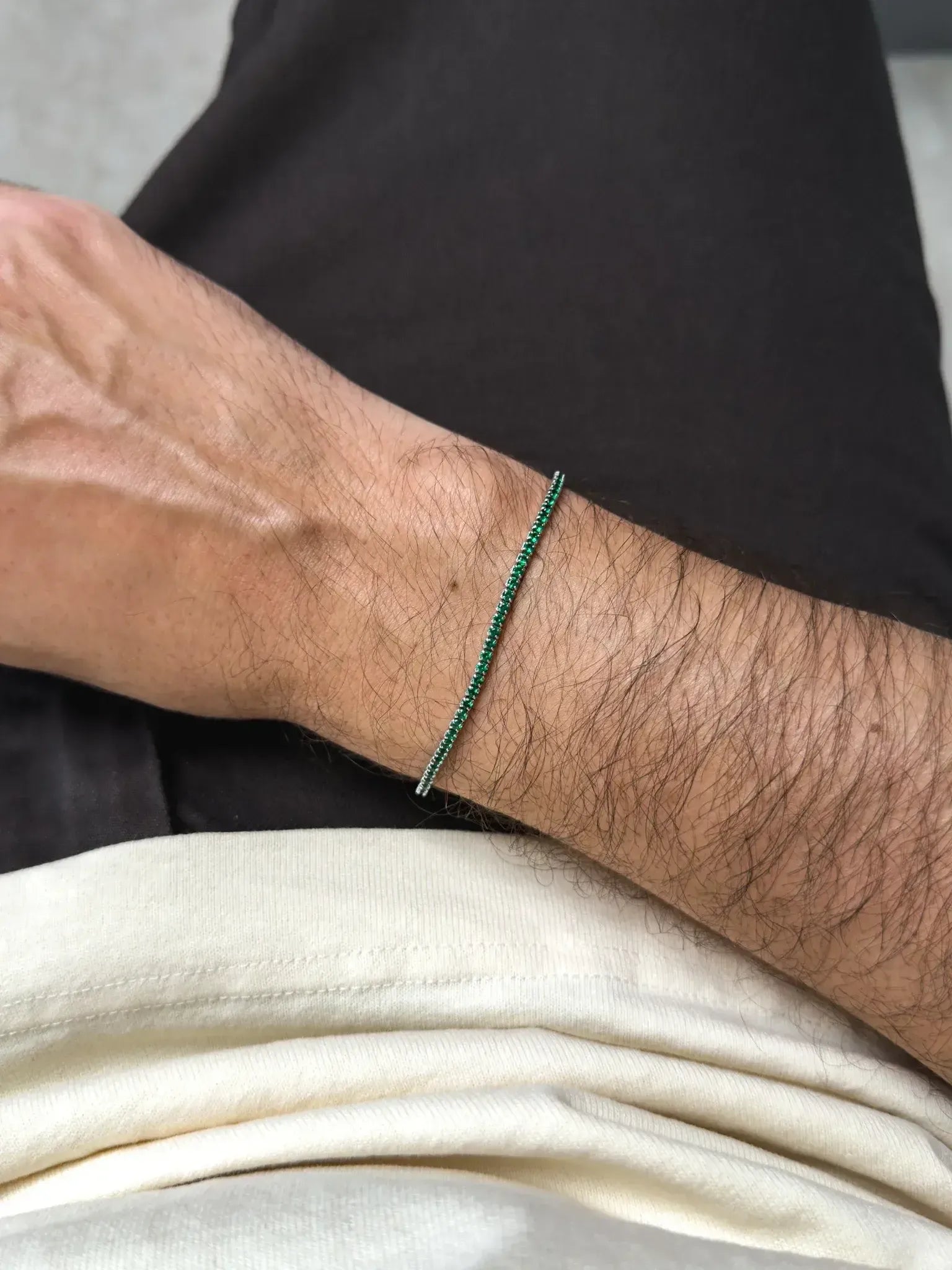 Bracelet Tennis Argent 925 & Zirconium Vert – Octavien – Moyen Modèle - Atelier Victor