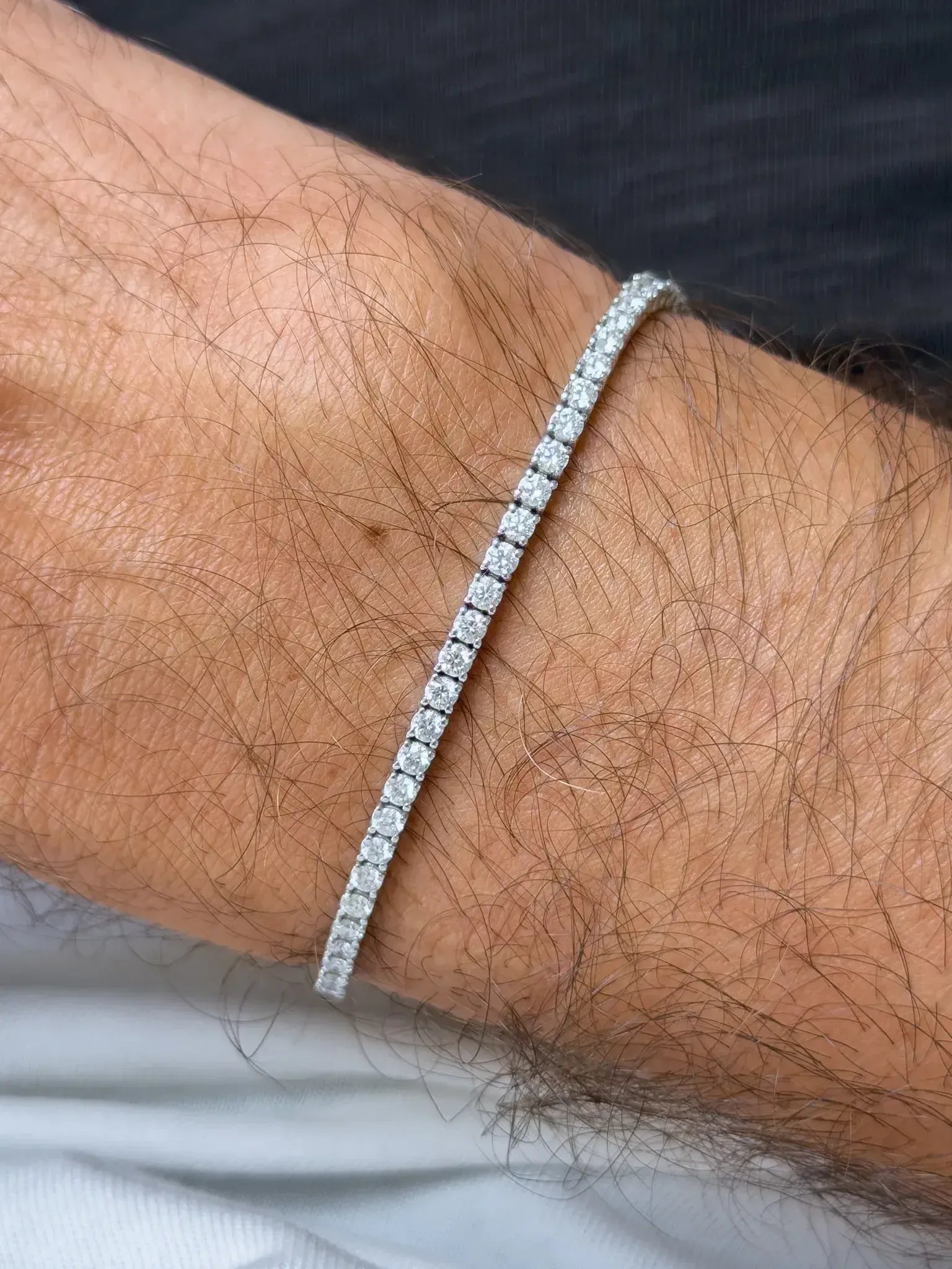 Bracelet Tennis Diamant 3 Carats - Or Blanc (Neuf) - Atelier Victor