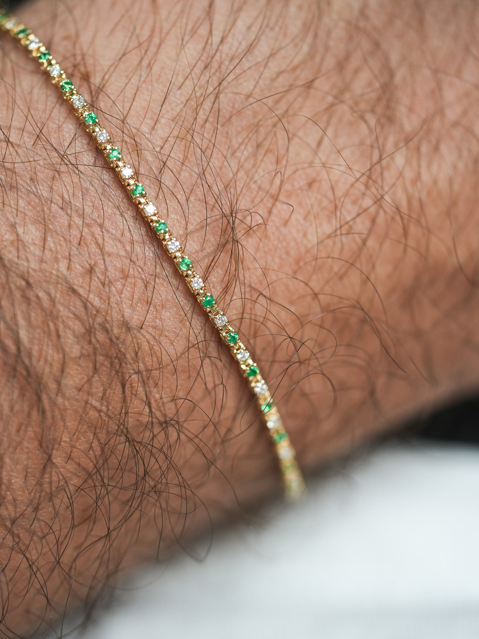 Bracelet Tennis Marcel - Emeraude & Diamant - Petit Modèle - Atelier Victor