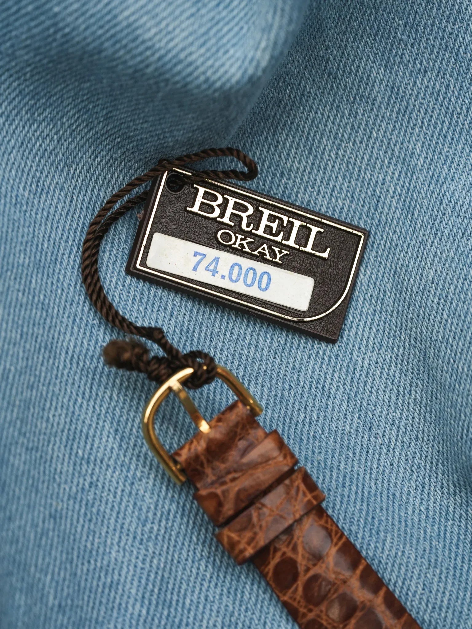 Breil - Mini Octogonale Or Cadran blanc Cabochon orange - NOS - 1980s - Atelier Victor