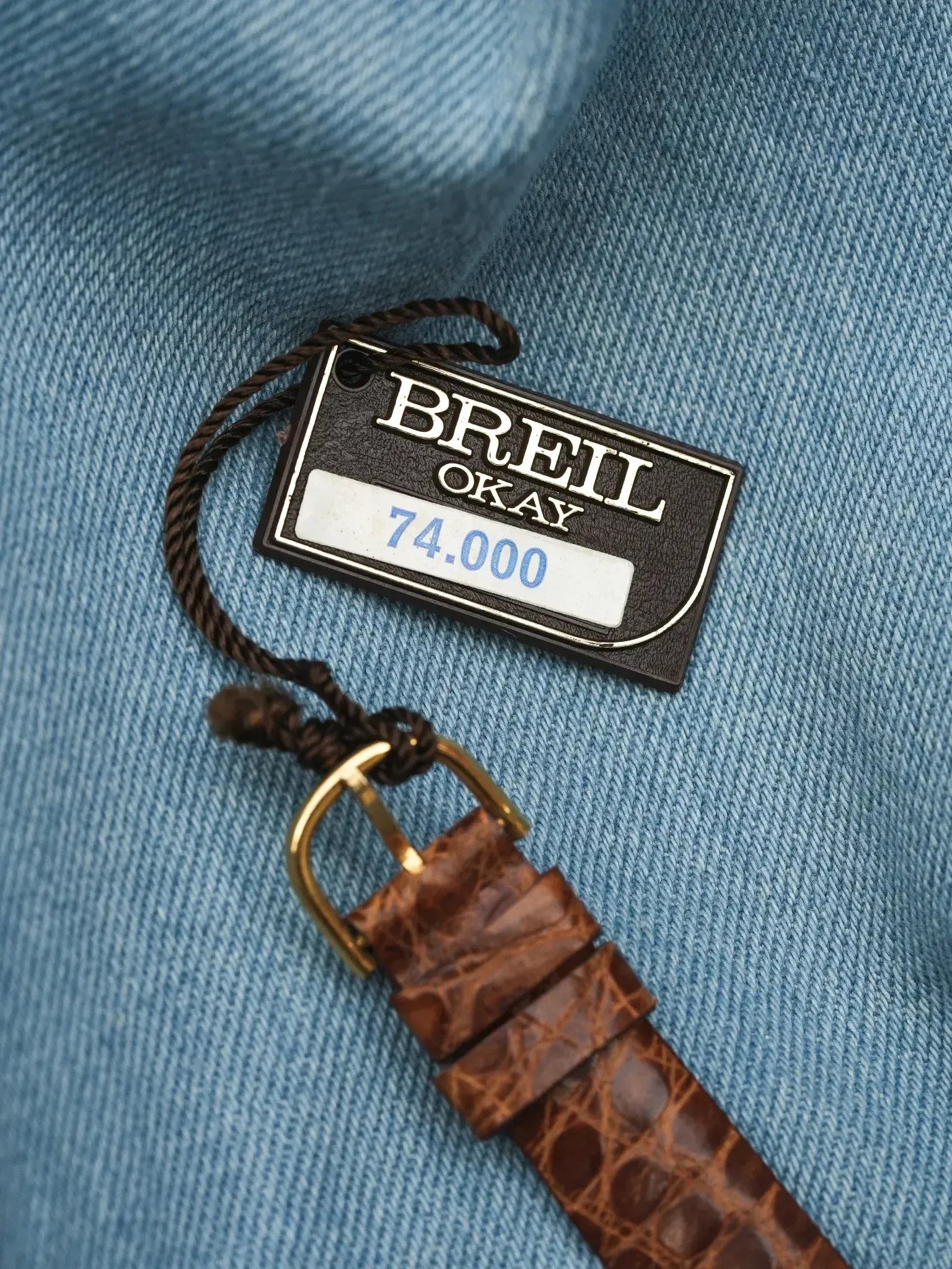 Breil - Mini Octogonale Or Cadran blanc Cabochon orange - NOS - 1980s - Atelier Victor