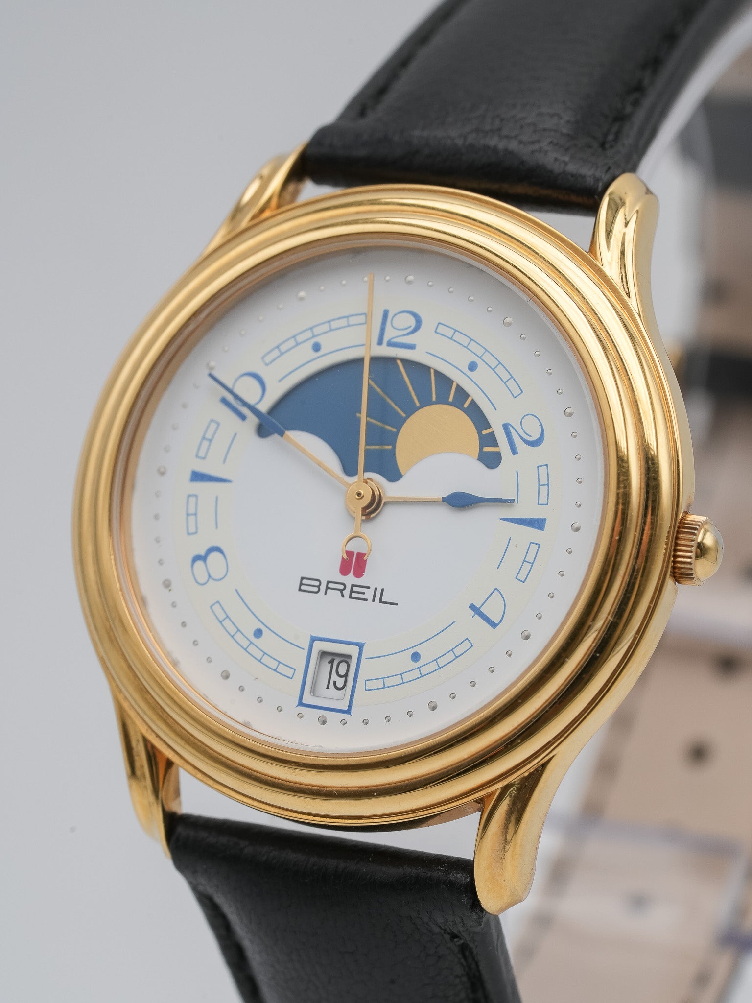 Breil - Phase de Lune Plaqué or - NOS - 1980s - Atelier Victor Paris - Vintage Watch Shop Dubai