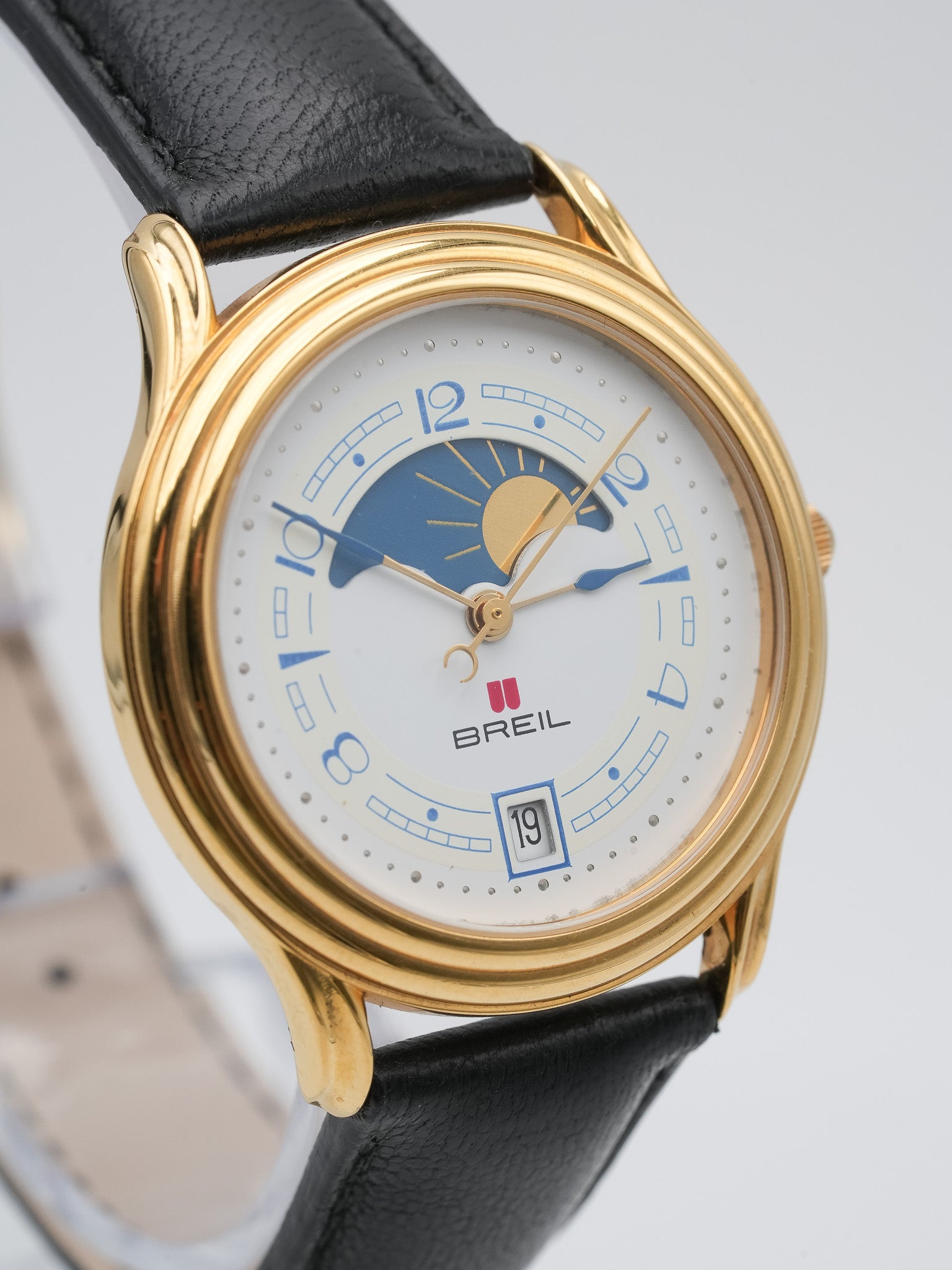 Breil - Phase de Lune Plaqué or - NOS - 1980s - Atelier Victor Paris - Vintage Watch Shop Dubai