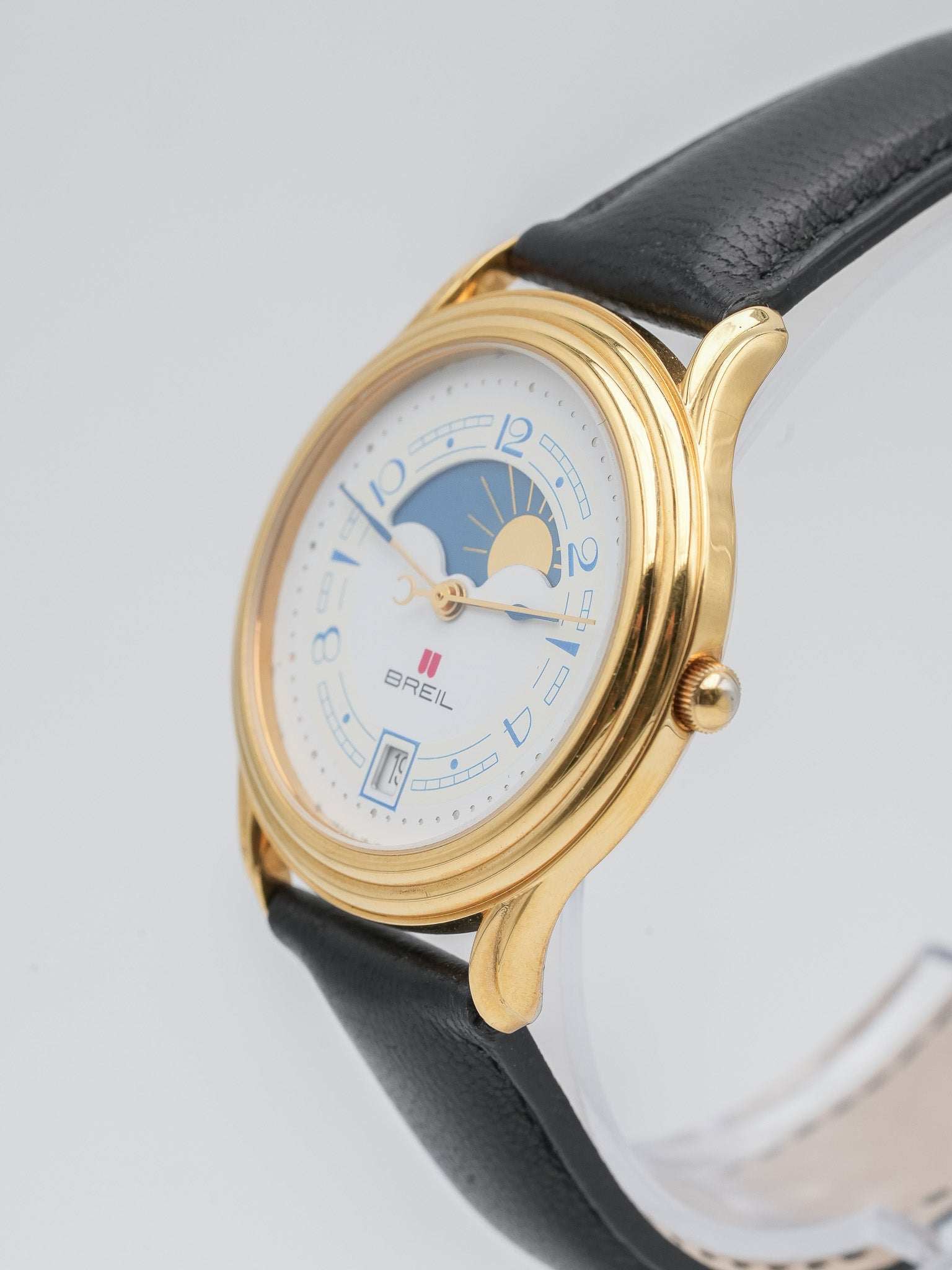 Breil - Phase de Lune Plaqué or - NOS - 1980s - Atelier Victor Paris - Vintage Watch Shop Dubai