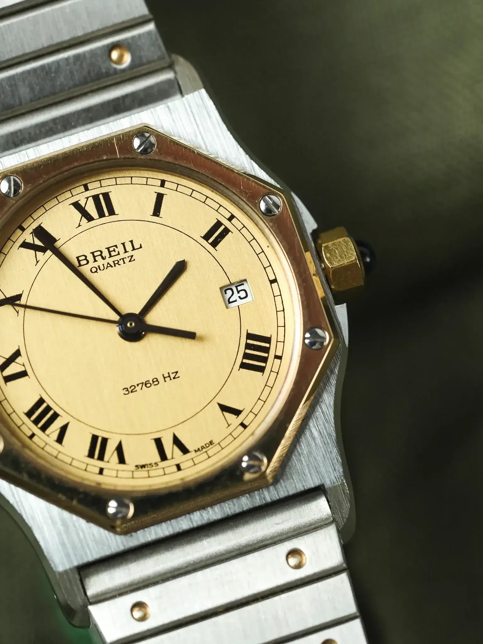 Breil - "Santos" Octogonale Acier Or - 1980s - Atelier Victor