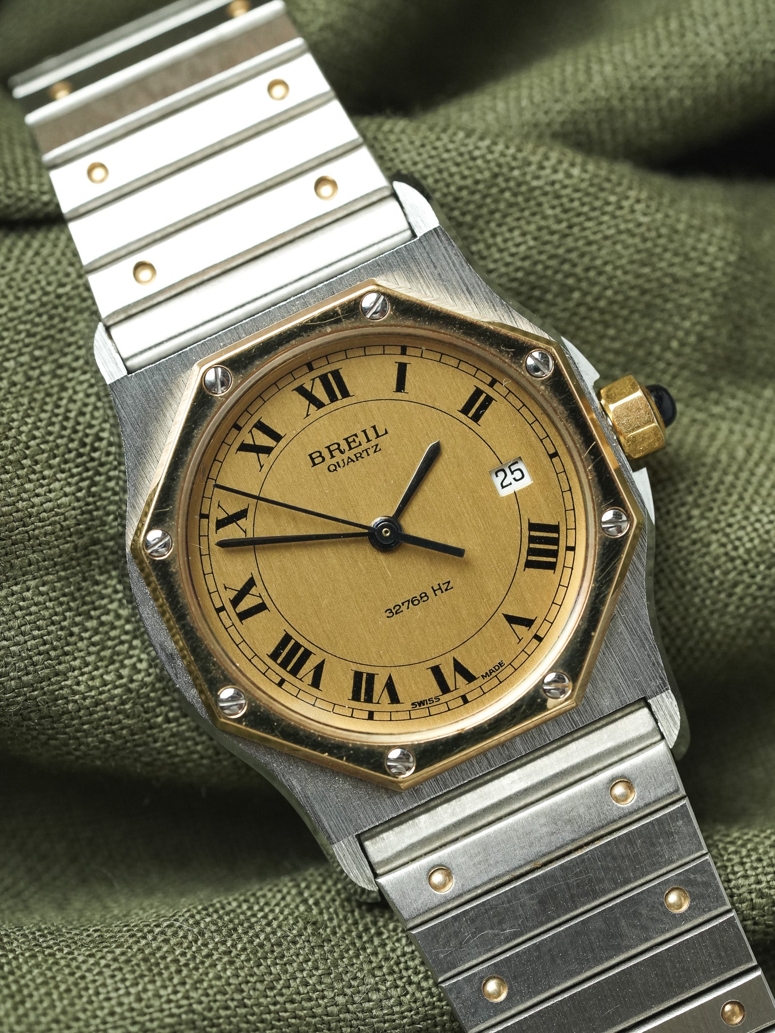 Breil - "Santos" Octogonale Acier Or - 1980s - Atelier Victor - Vintage Watch Shop