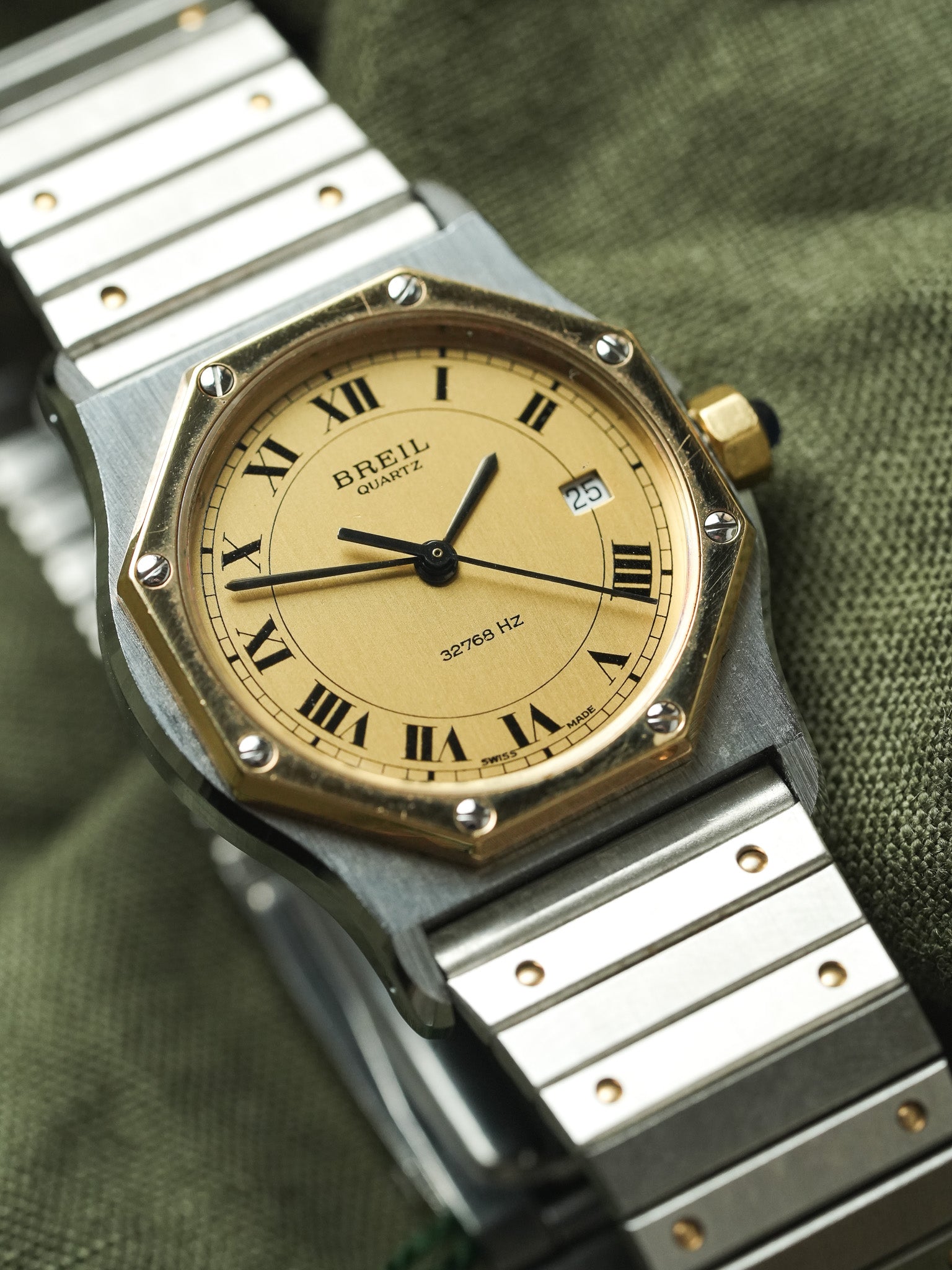Breil - "Santos" Octogonale Acier Or - 1980s - Atelier Victor - Vintage Watch Shop