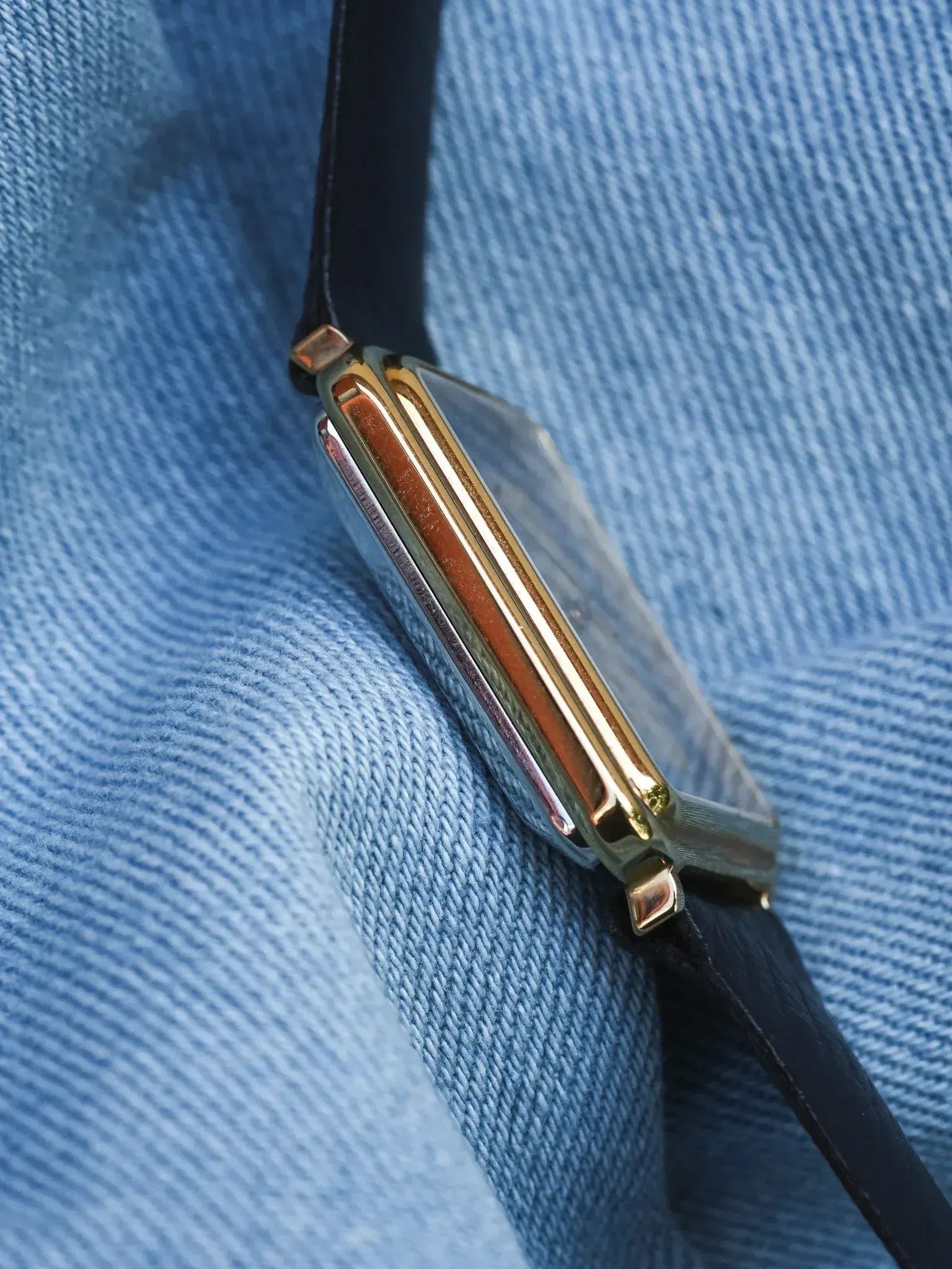 Breil - Tank Bleu Or Cabochon - NOS - 1980s - Atelier Victor