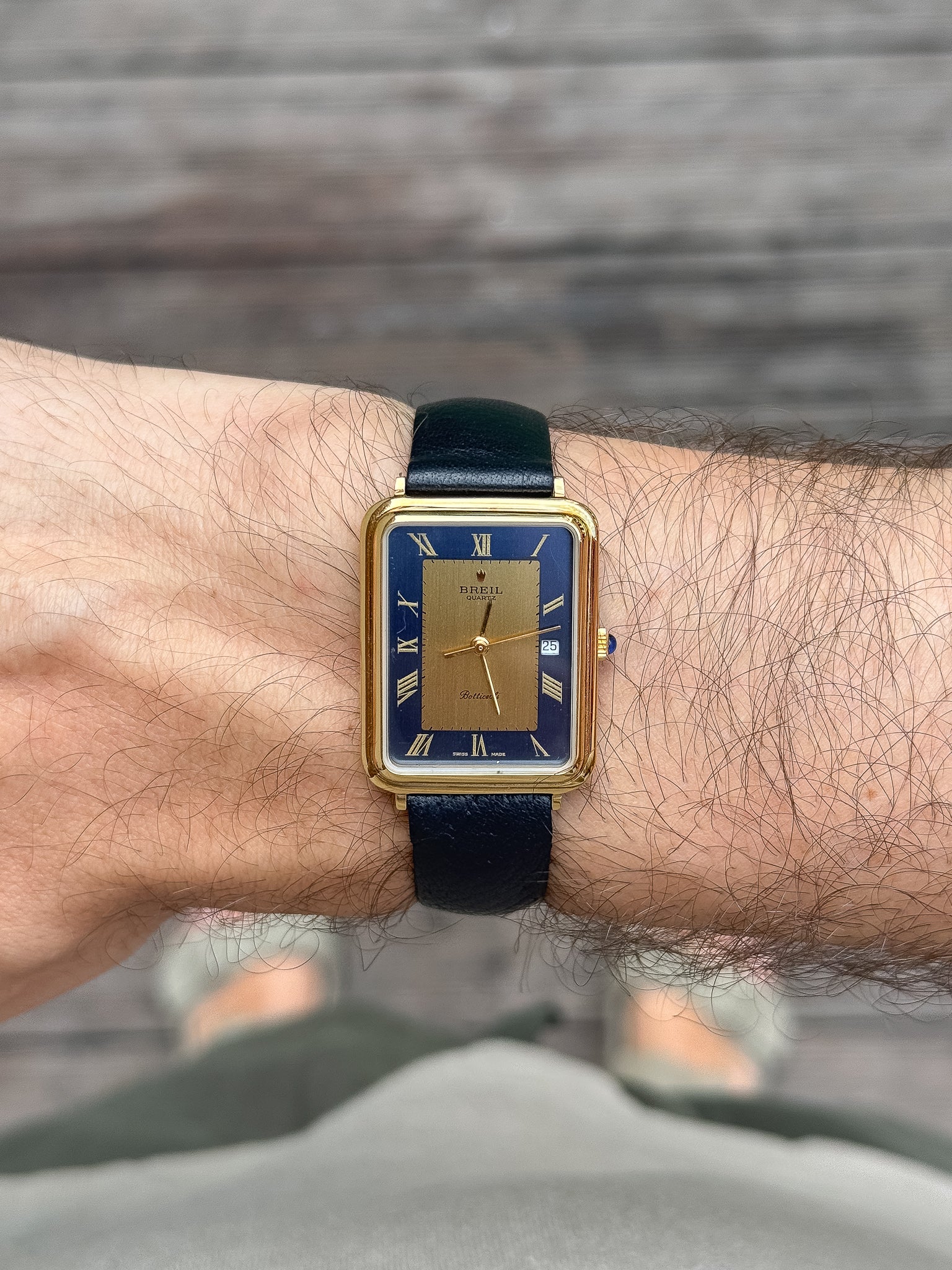 Breil - Tank Bleu Or Cabochon - NOS - 1980s - Atelier Victor - Vintage Shop