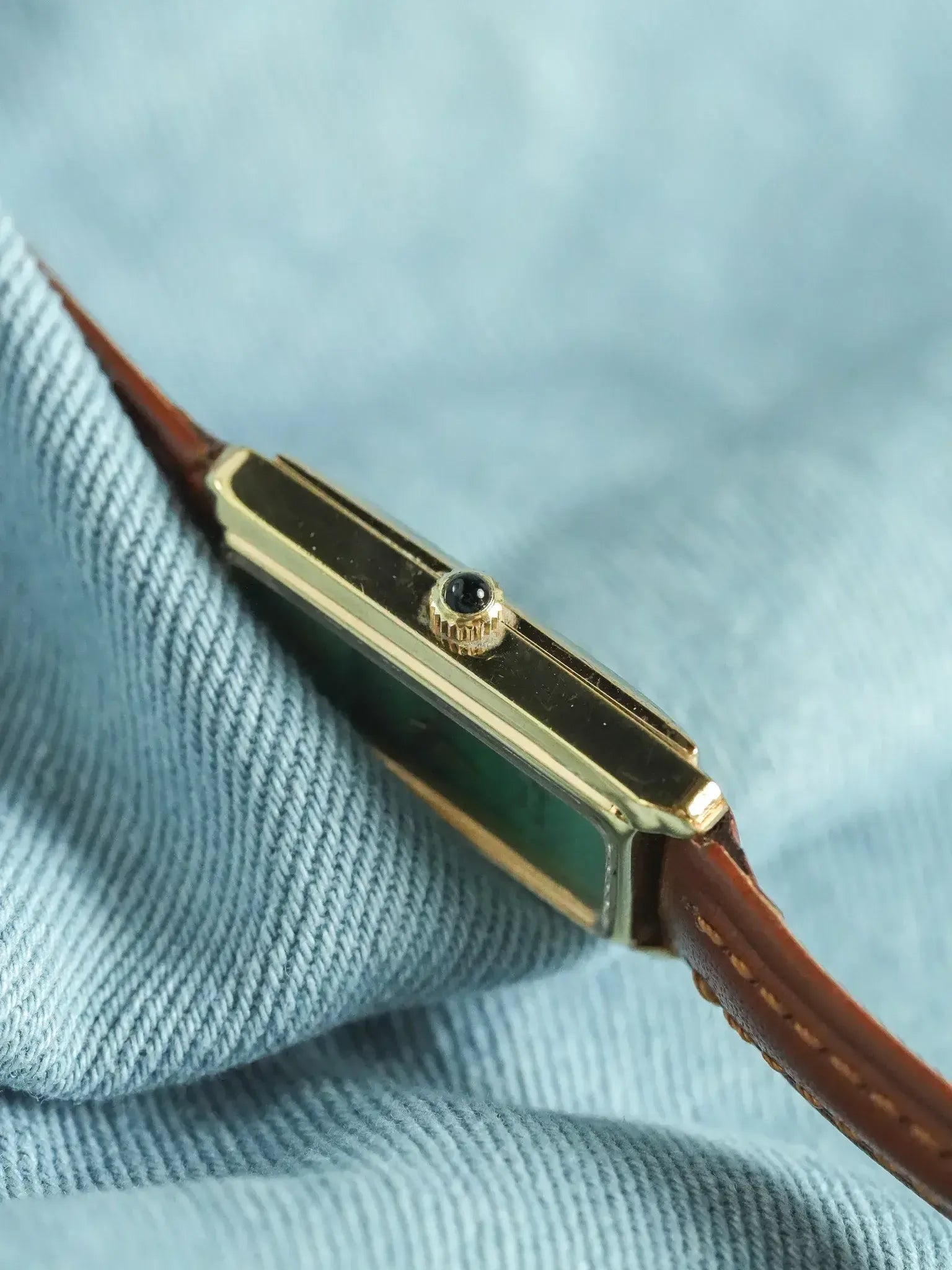 Breil - Tank Fine allongée Cadran Malachite Or - 1980s - Atelier Victor