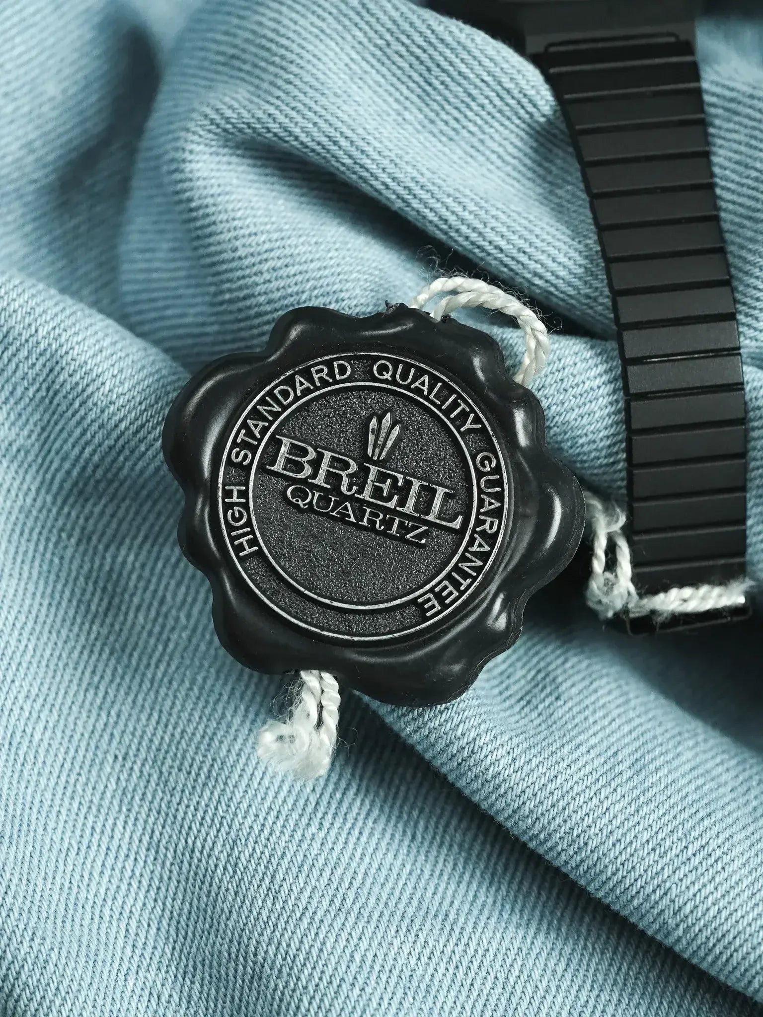 Breil - Tonneau Acier Noir Trotteuse Orange - NOS - 1980s - Atelier Victor