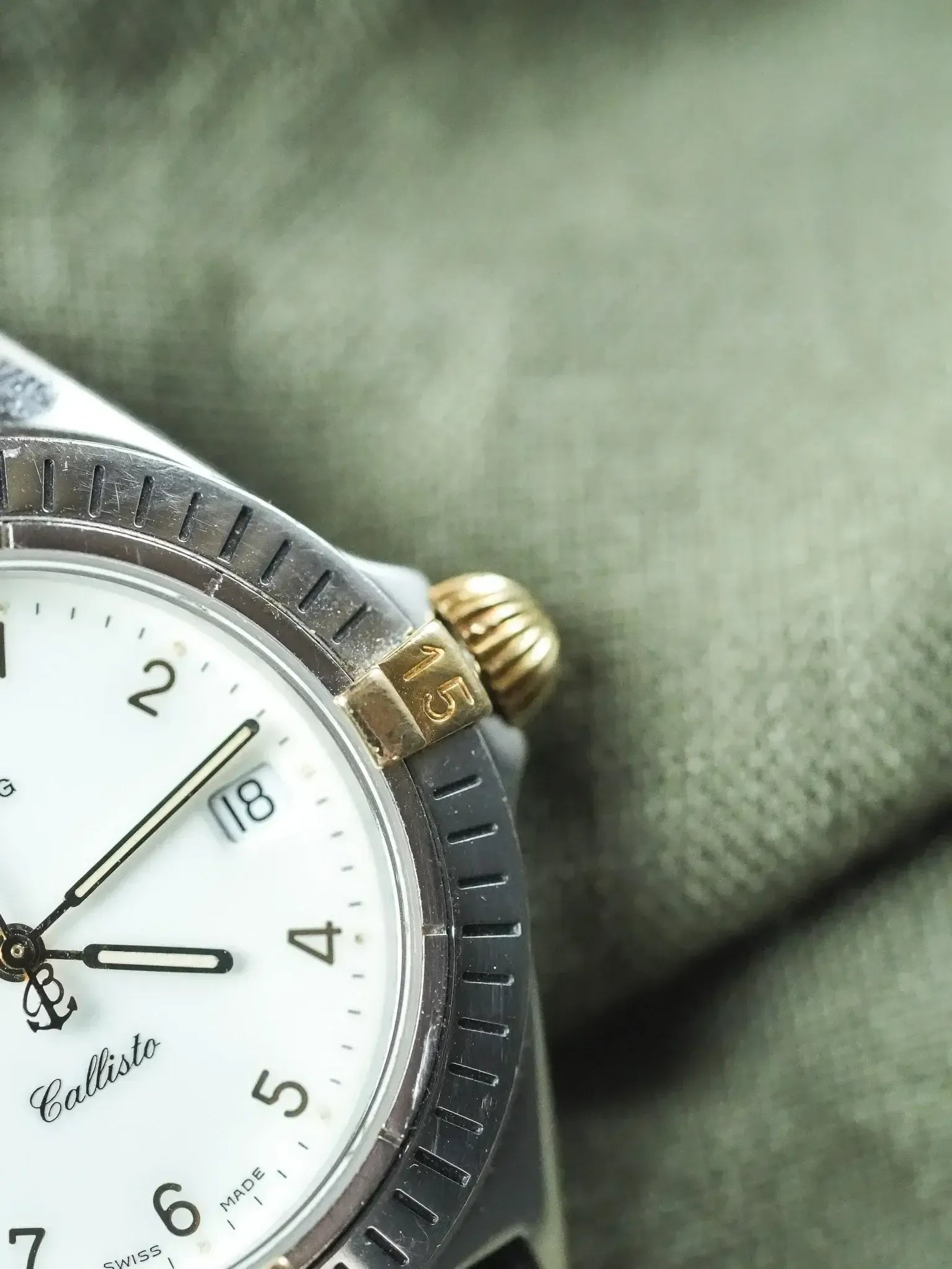 Breitling - Callisto Cadran blanc Lunette acier or - 1990s - Atelier Victor