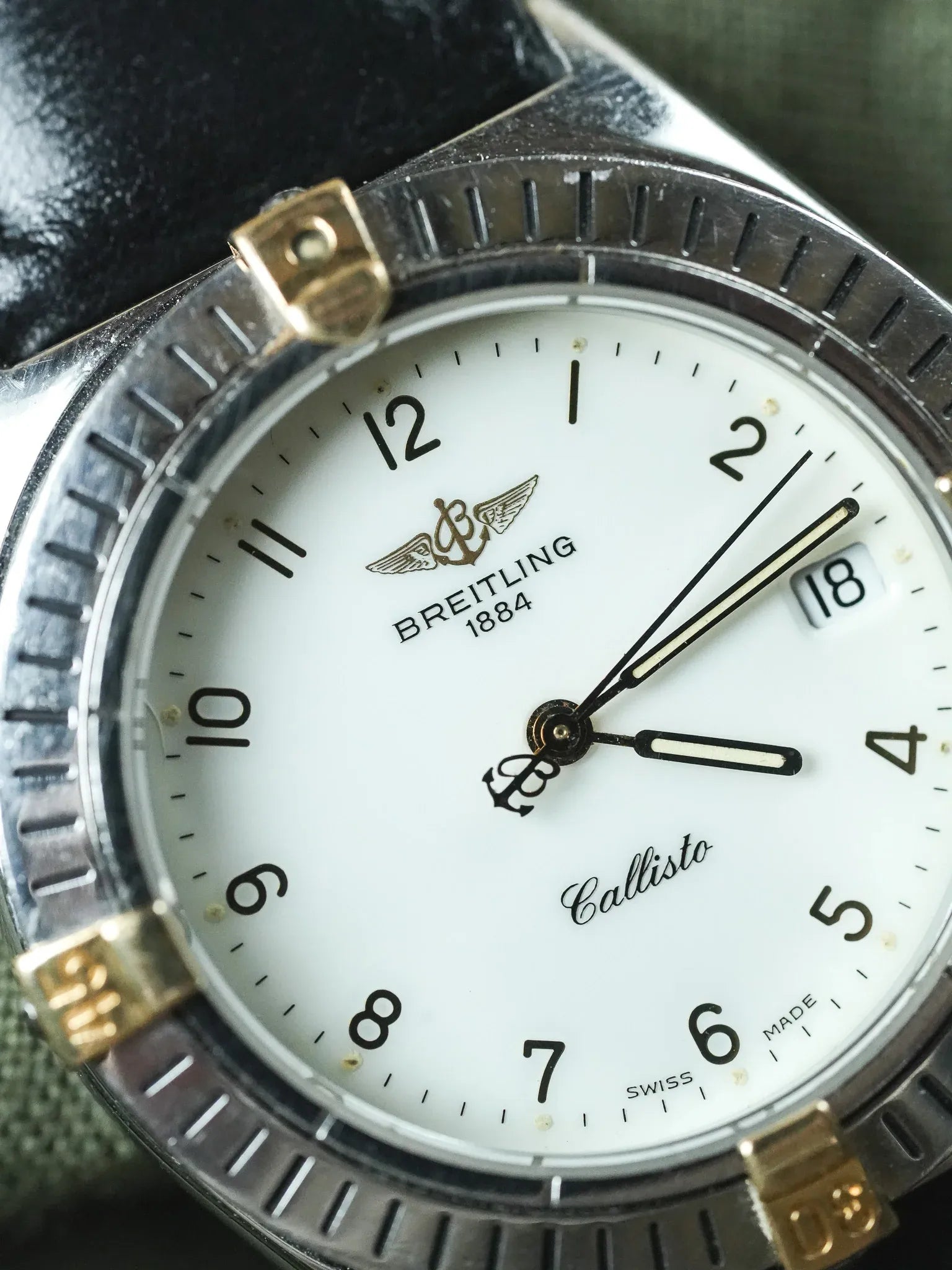 Breitling - Callisto Cadran blanc Lunette acier or - 1990s - Atelier Victor