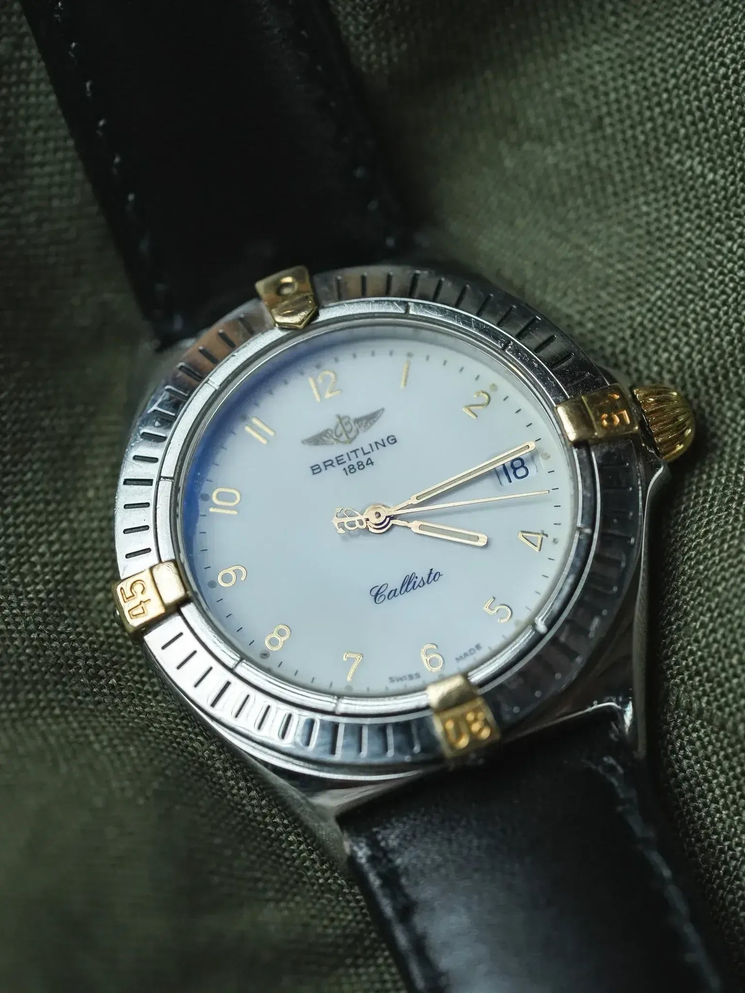 Breitling - Callisto Cadran blanc Lunette acier or - 1990s - Atelier Victor