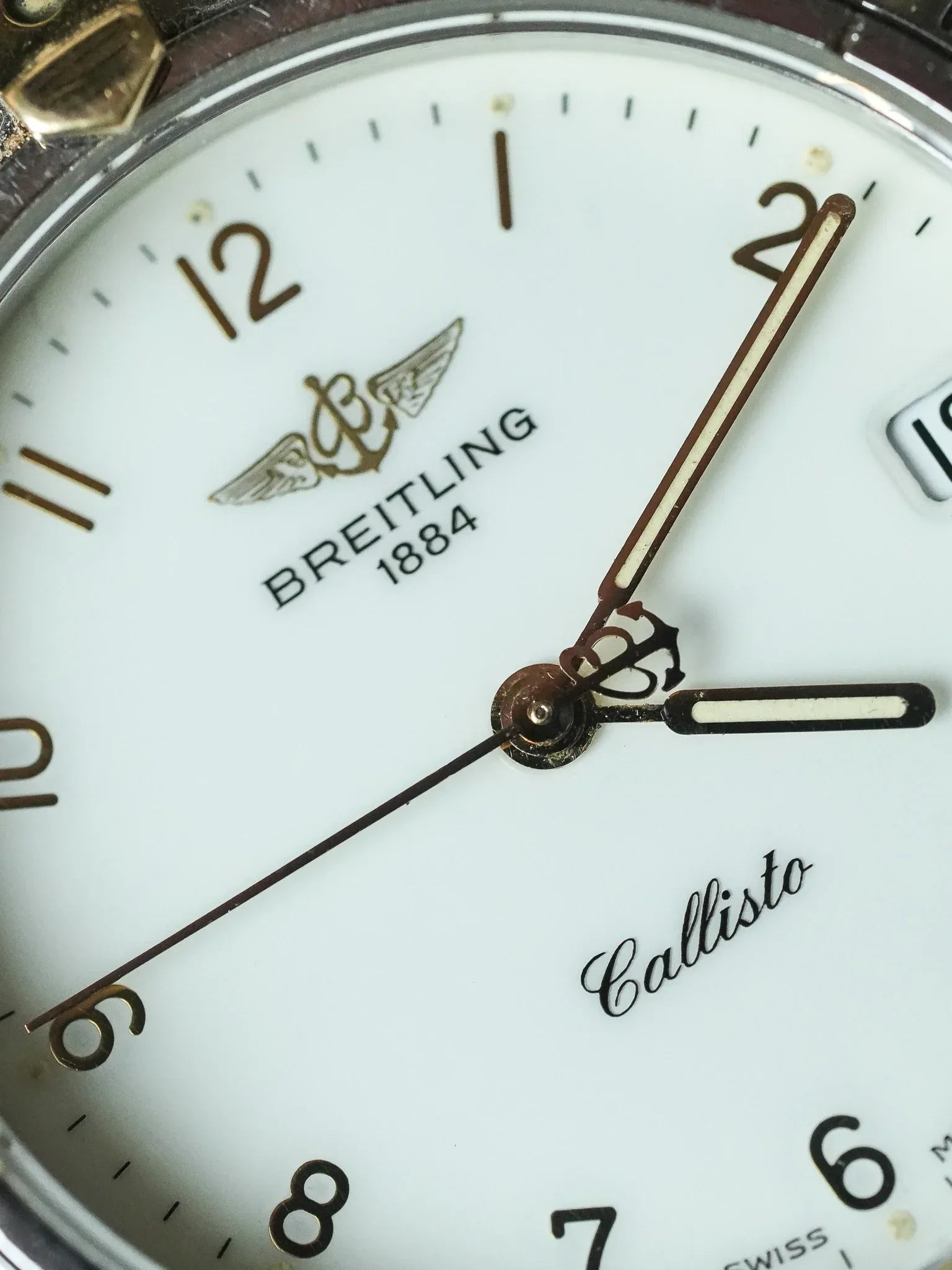 Breitling - Callisto Cadran blanc Lunette acier or - 1990s - Atelier Victor